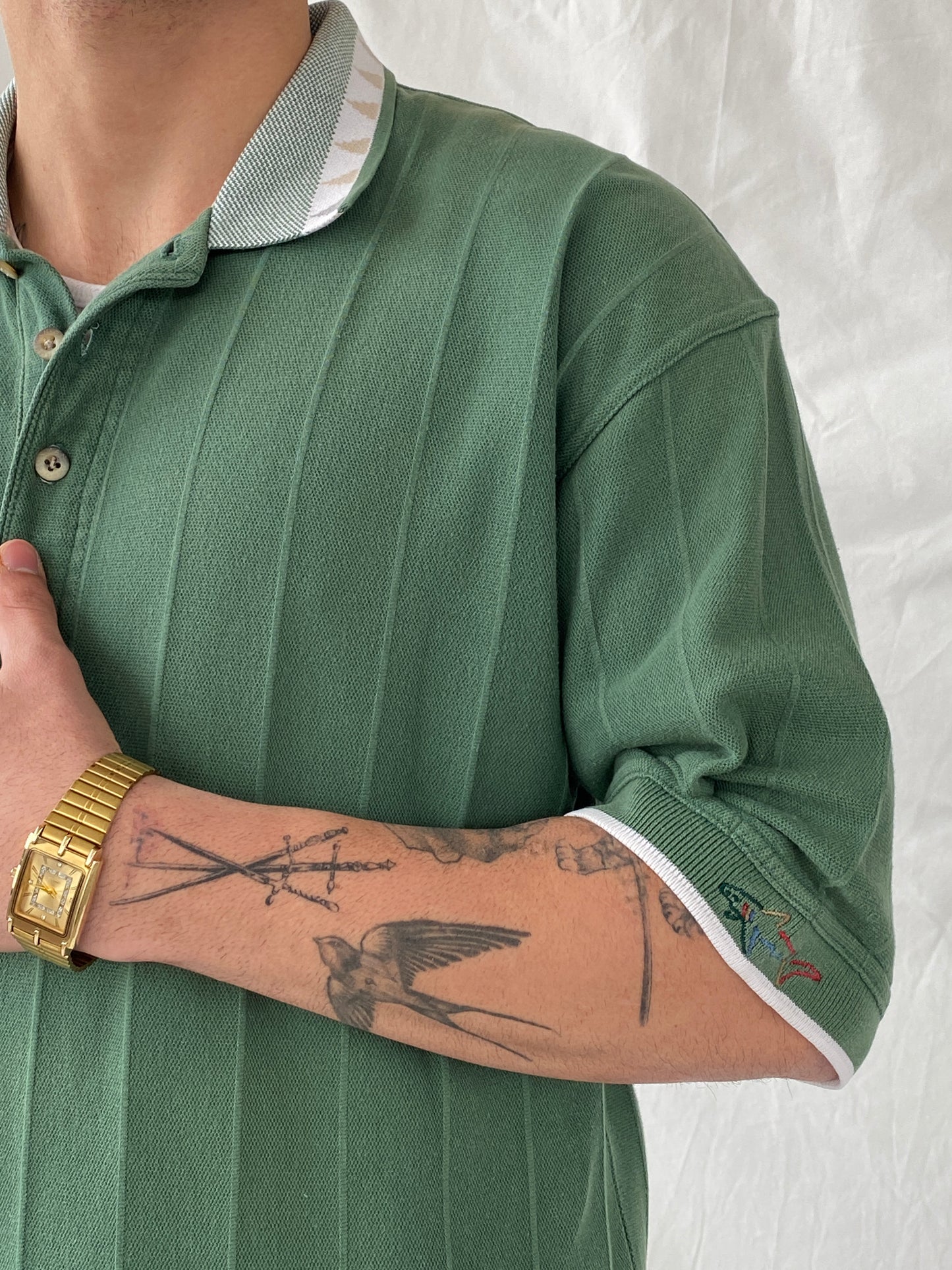 Vintage Greg Norman Collection Men’s Green Polo Neck Golf Shirt - L