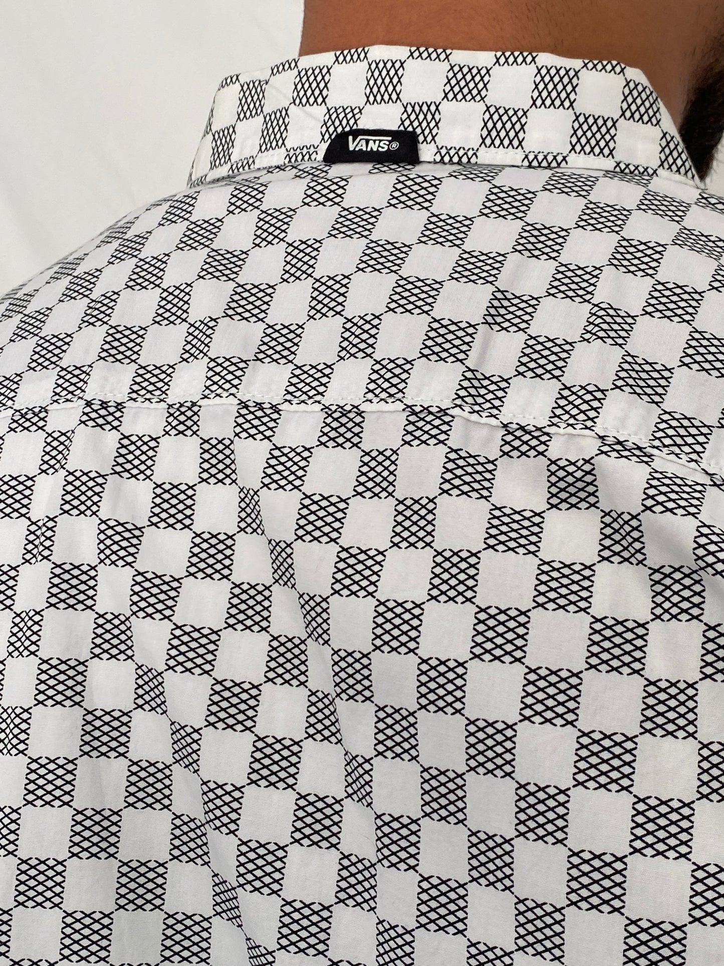 Vans Black White Checkerboard Men’s Cotton Short Sleeve Shirt – L