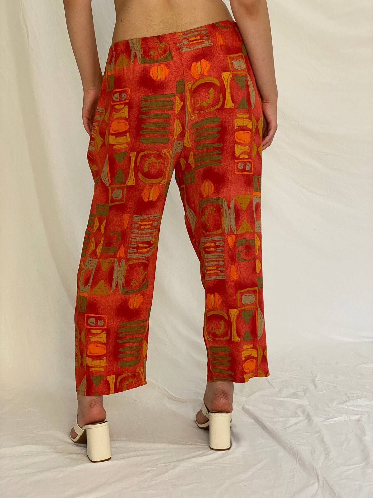 Vintage 90s Camarieu Natural Wear Red Abstract Print Relaxed Pants - L