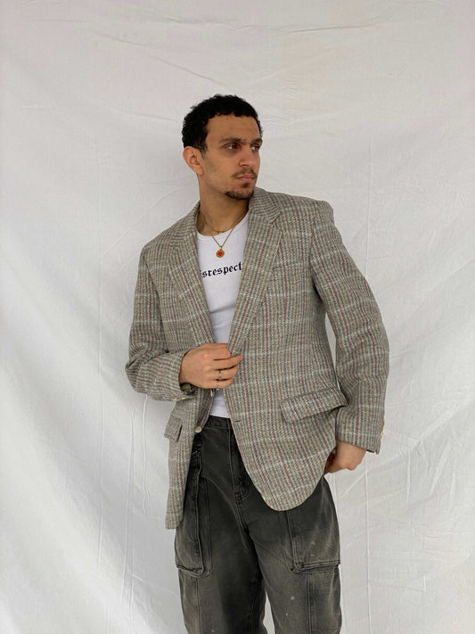 Vintage Chaps by Ralph Lauren Tweed Grey Blazer - Size L - Balagan Vintage Blazer Abdullah, blazer, full sleeve blazer, men blazer, plaid blazer