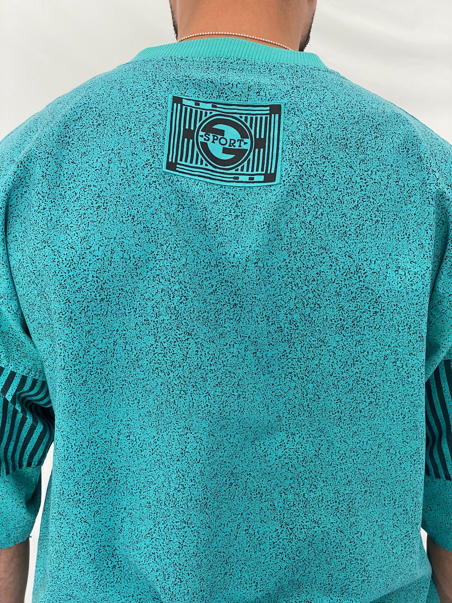 Vintage 90s Avenues by Street Scenes Teal Colorblock Knit Sport Top - L