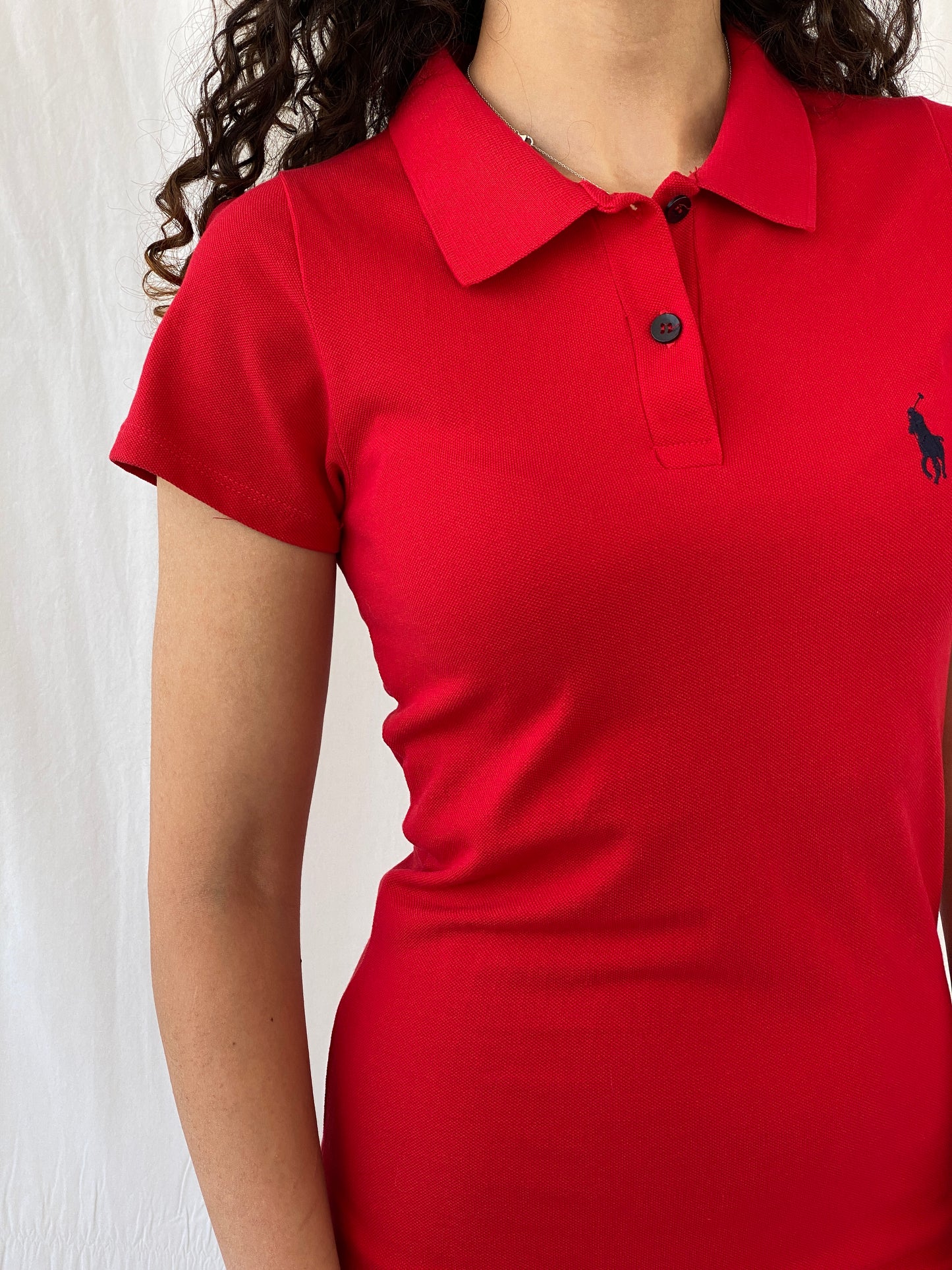 Ralph Lauren Polo Assn Red Midi Half Sleeve Tennis Cotton Dress - S