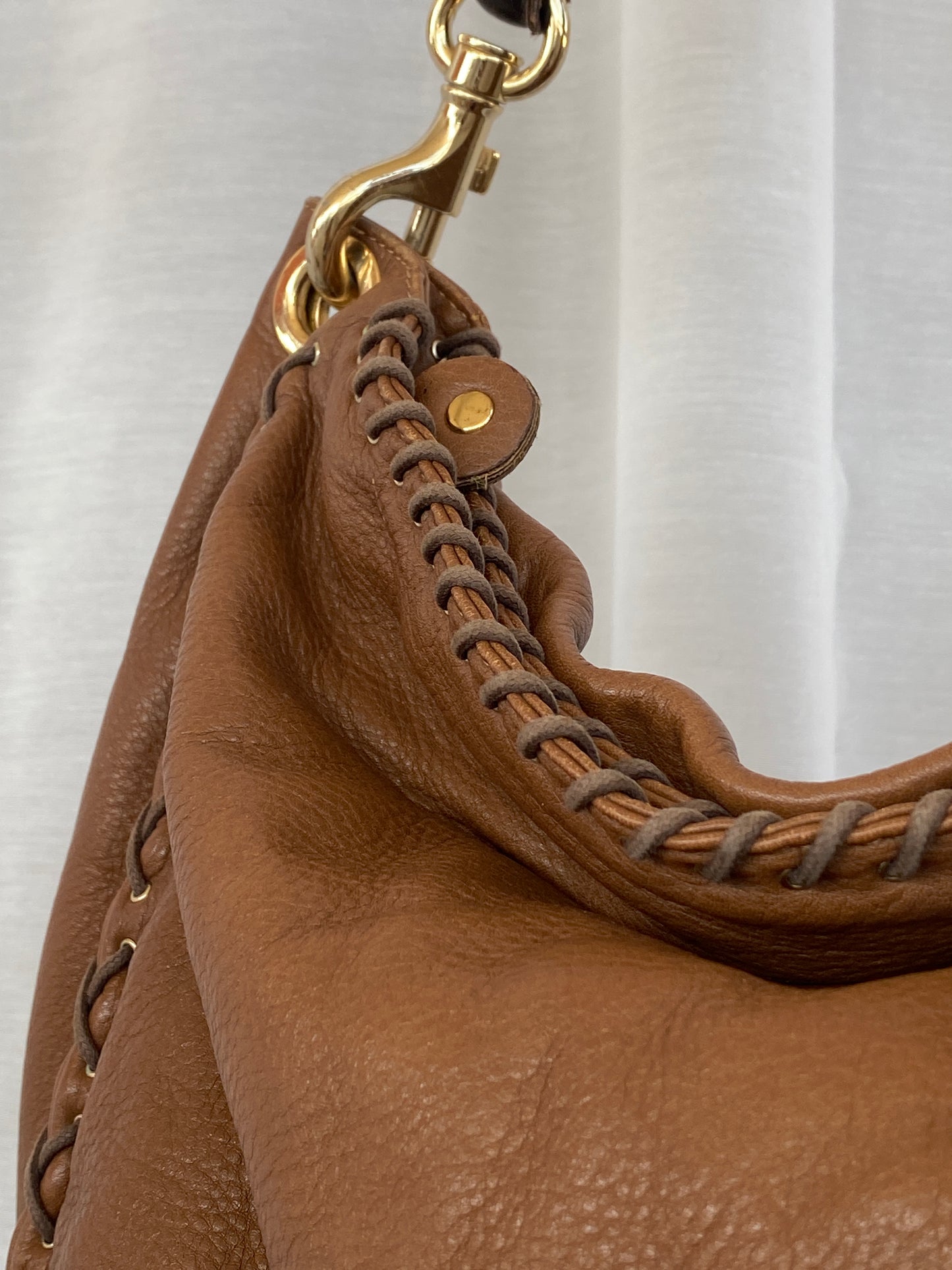 Y2K Jimmy Choo Brown Leather Large Hobo Braided Shoulder Bag