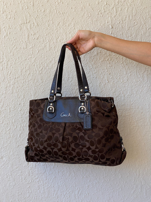 حقيبة ساتشيل Coach Authentic Ashley Signature Sateen Brown G1051-F15510