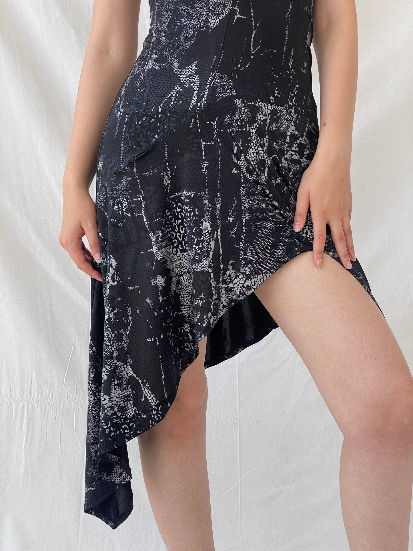 Y2K Romeo Four Juliette Paris Black Halter Asymmetrical Hem Dress - M