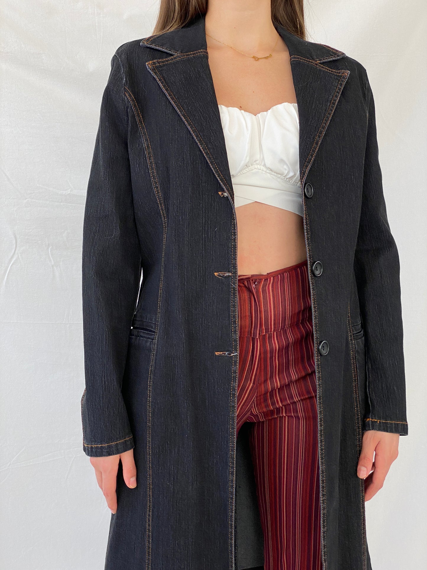معطف جينز داكن من مجموعة BALANCE Vintage 90s - مقاس كبير