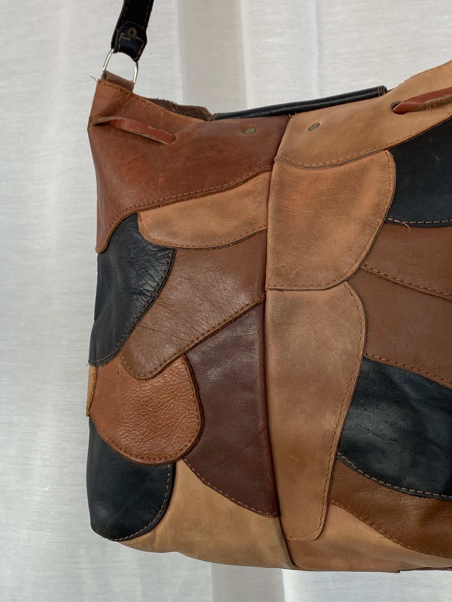 Vintage Patchwork Leather Western Saddle Crossbody Bag