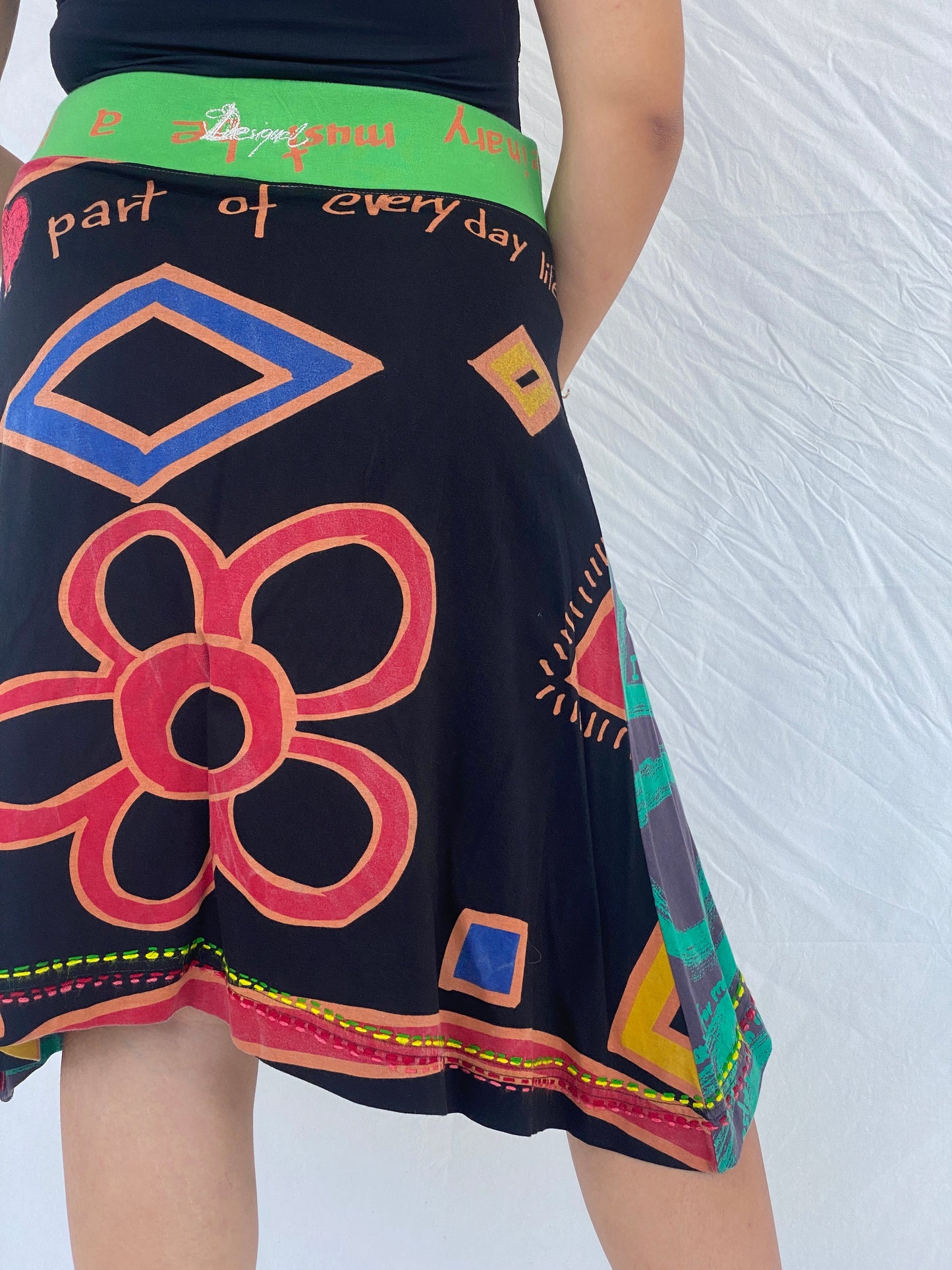 تنورة ميدي بوهو سوداء من Desigual You And Me - مقاس XL
