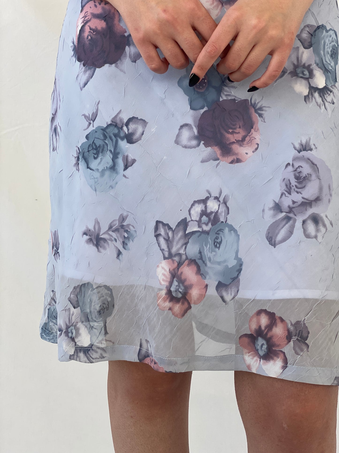 Vintage Y2K N.C.C Australia Blue Floral Midi Dress - M