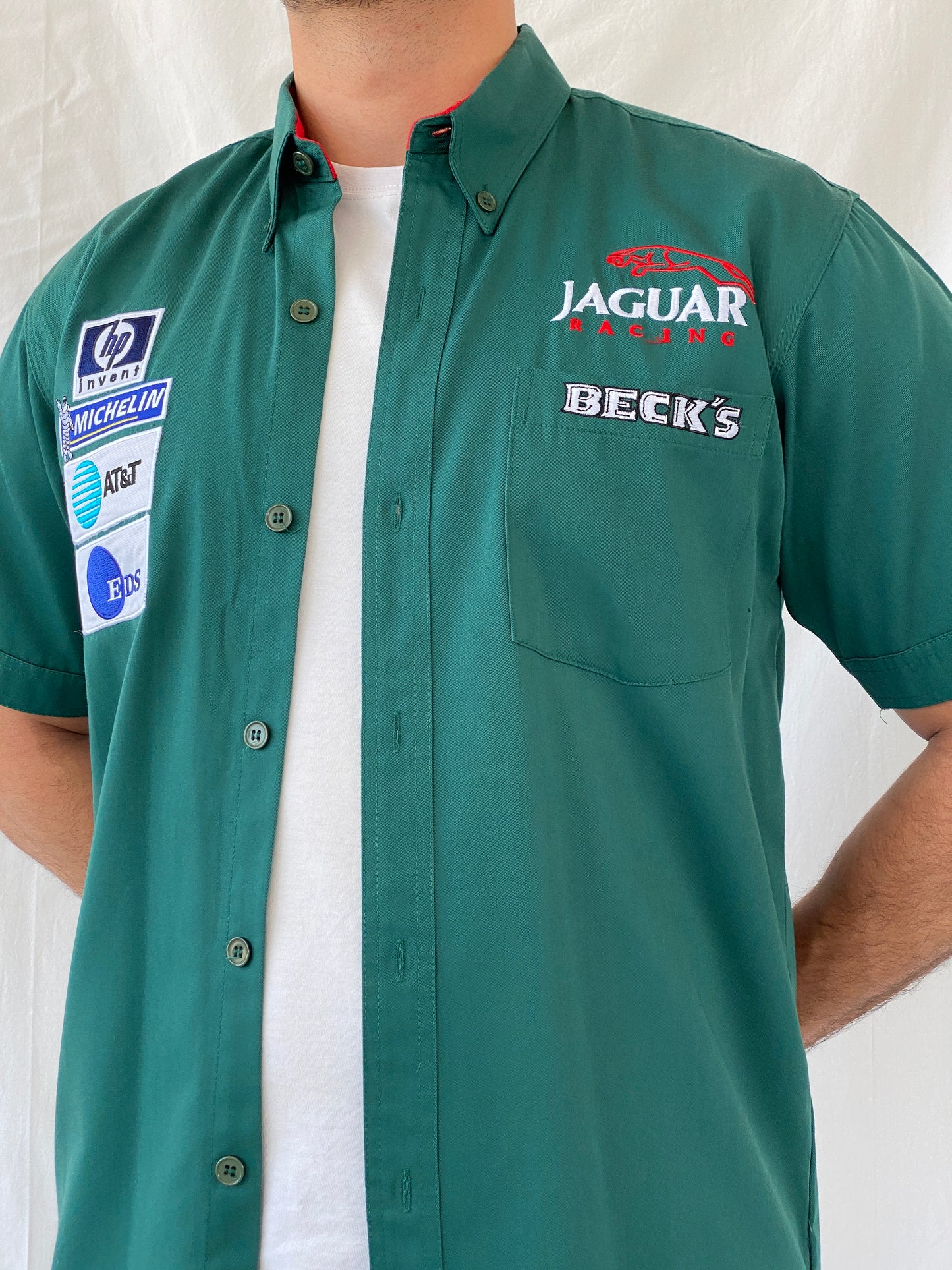 Rare Vintage 2000s Jaguar Racing Beck’s F1 Motorsport Green Formula 1 Racing Shirt - L