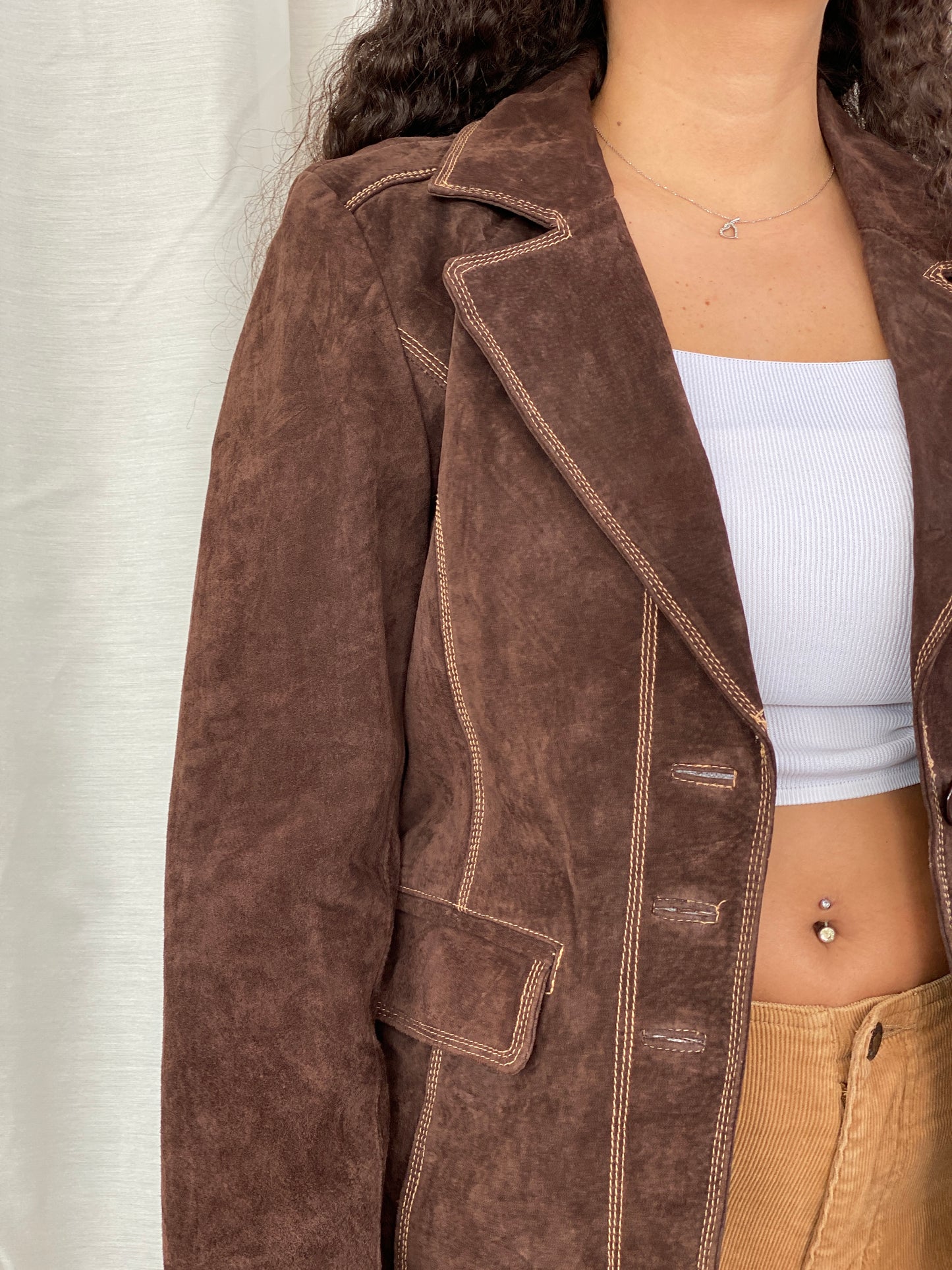 VILLA Clothes Genuine Suede Leather Brown Ginko Blazer - XL