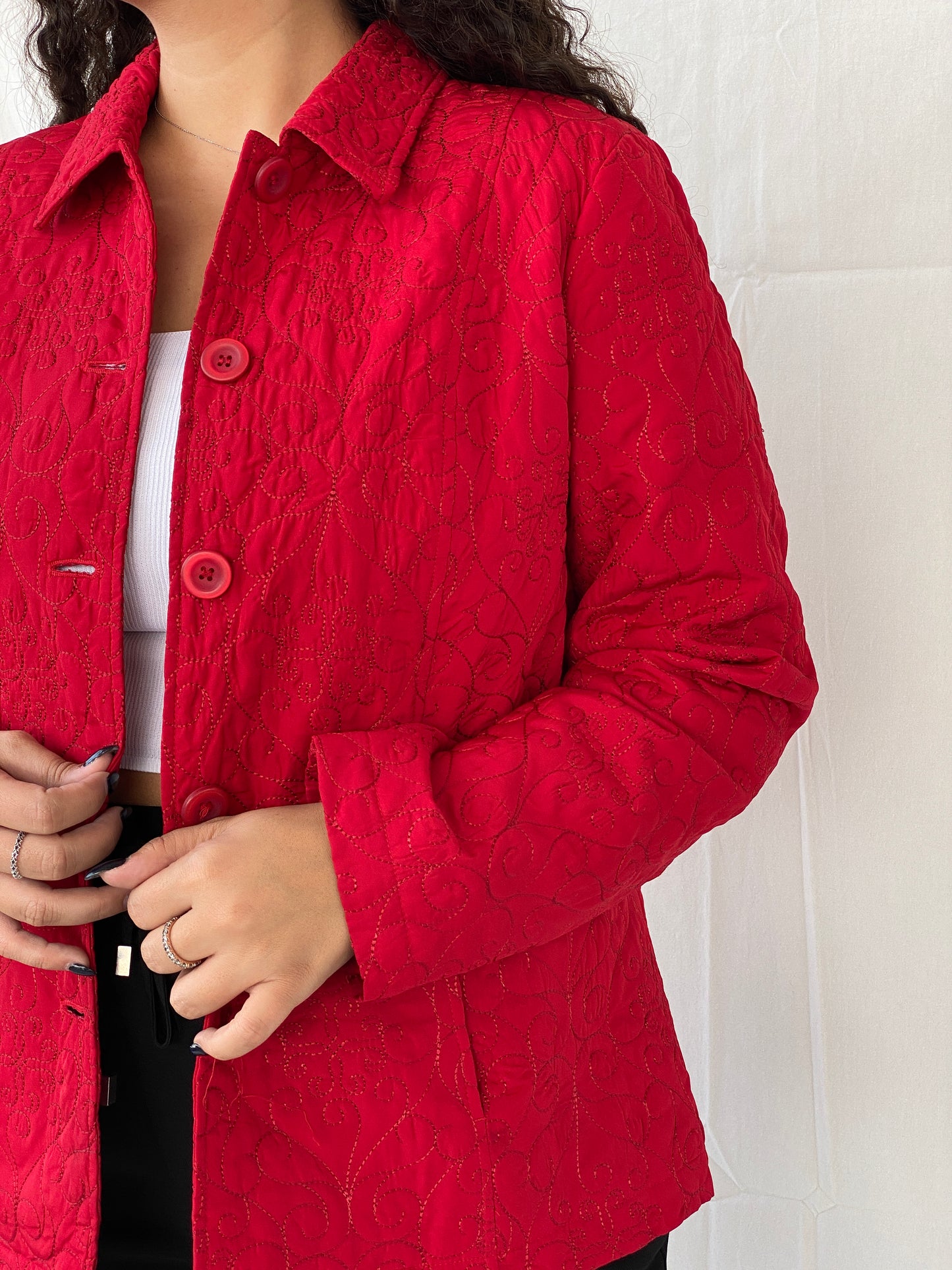 Vintage Requirements Hot Red Quilted Women’s Jacket - L