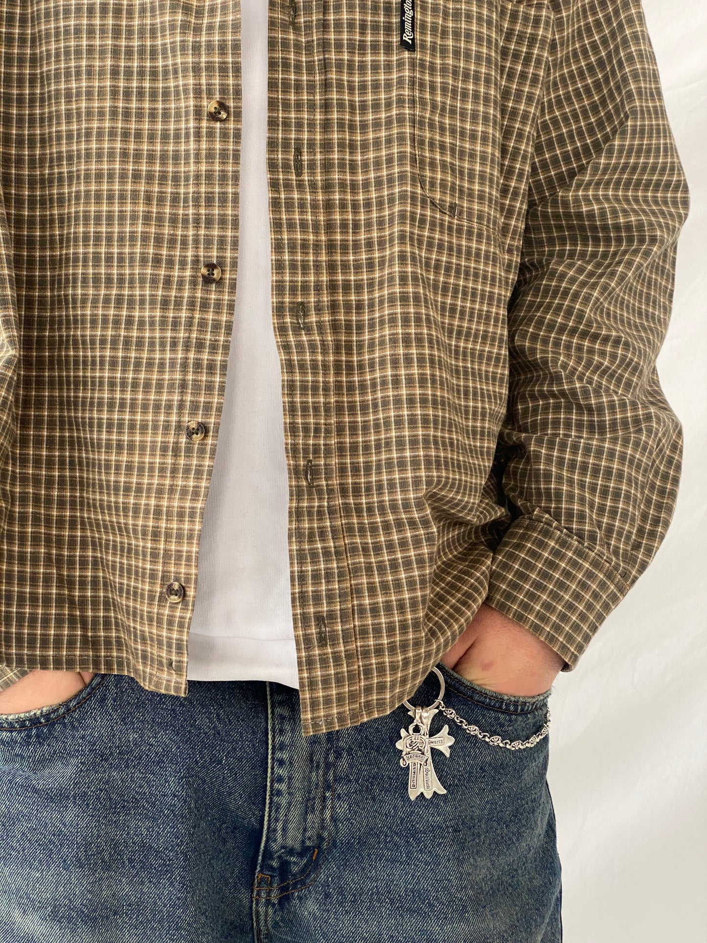 Vintage Remington Plaid Full Sleeve Button Up Men‘s Shirt - XL
