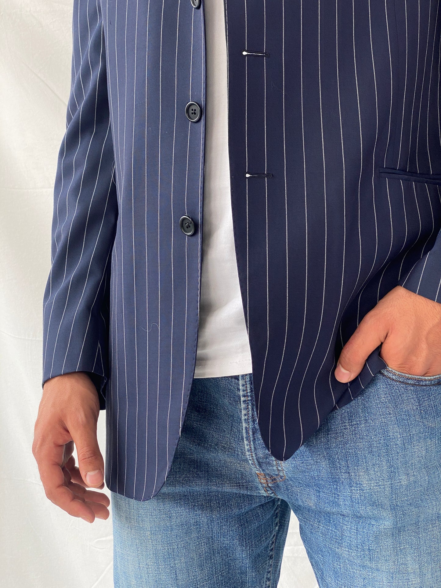 بليزر من الصوف الخالص من مجموعة Sergio Valentino Platinum Super 150's - مقاس كبير