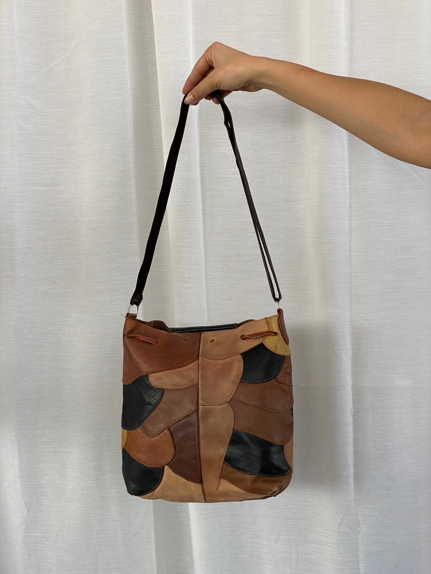Vintage Patchwork Leather Western Saddle Crossbody Bag