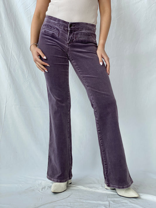 Vintage Y2K ARDEN B. Purple Low Rise Flared Corduroy Pants - 36EUR