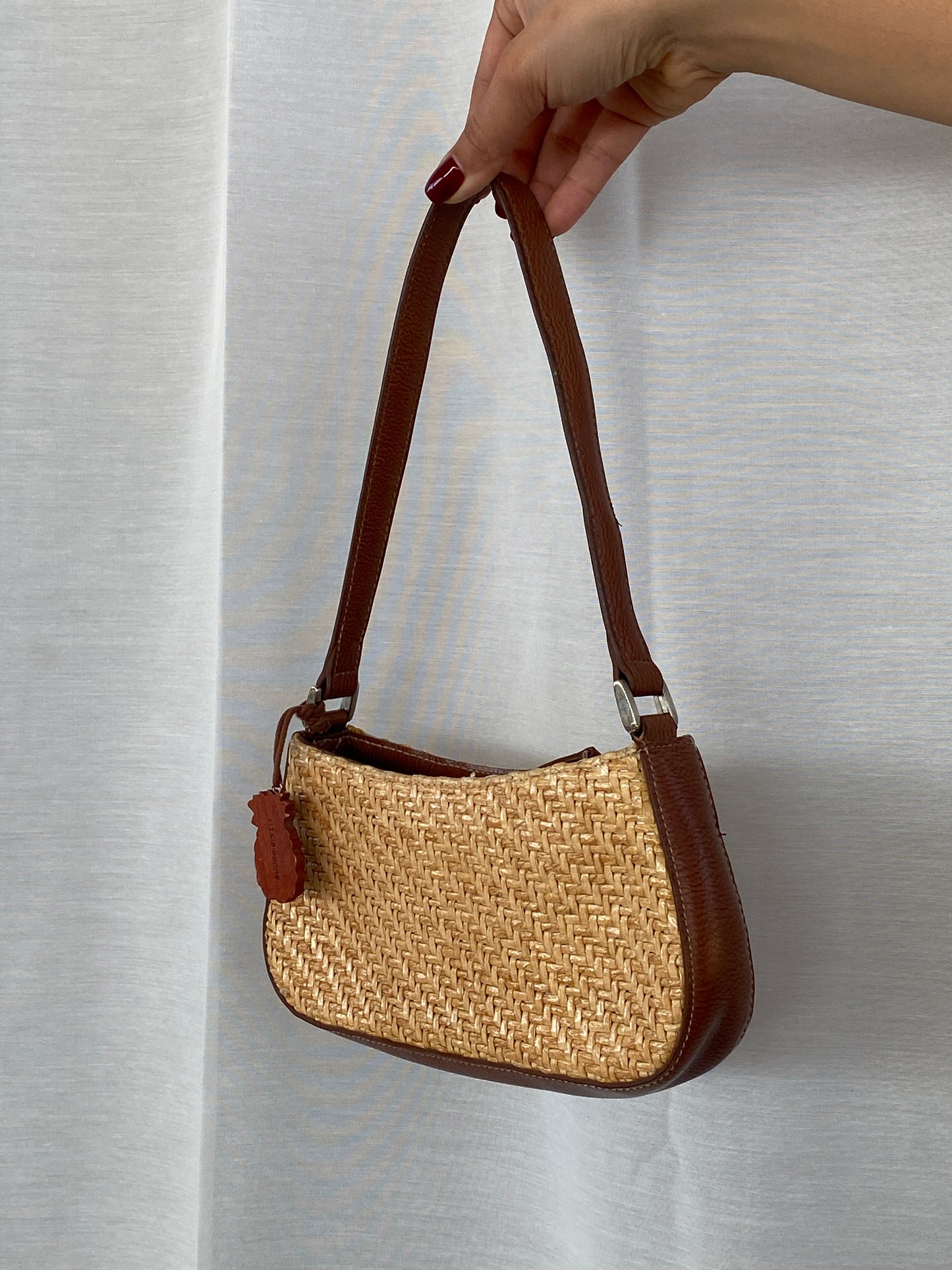 Vintage 90’s Y2K Liz Claiborne Shoulder Bag Purse, Woven Raffia Straw Wicker