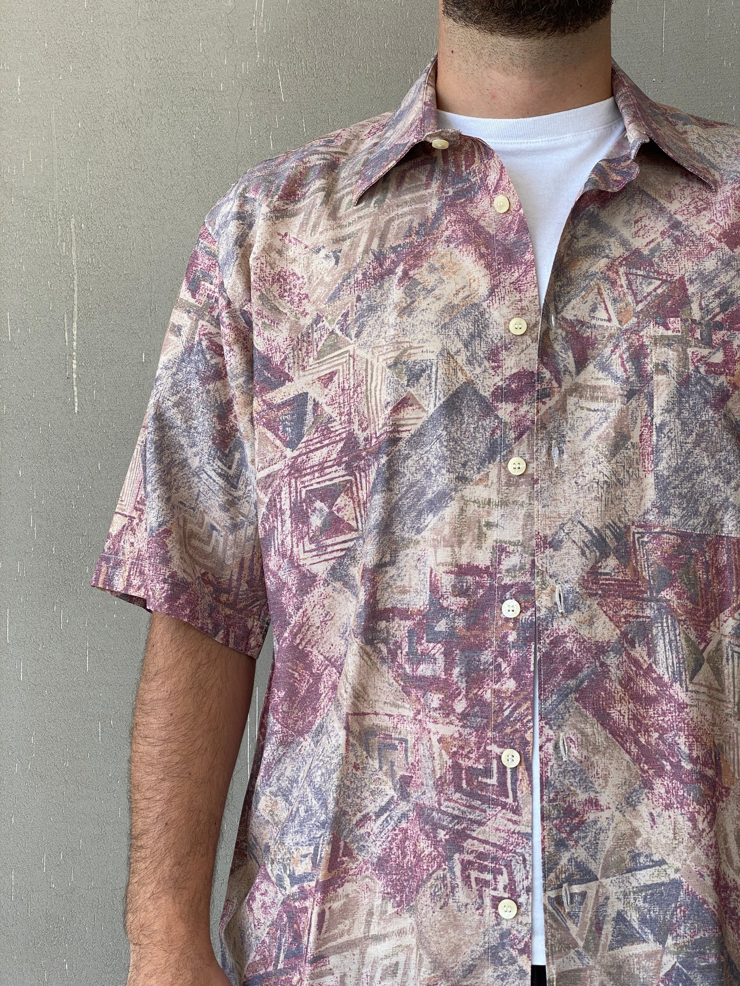 Vintage Green Woods Printed Half-Sleeve Shirt - L