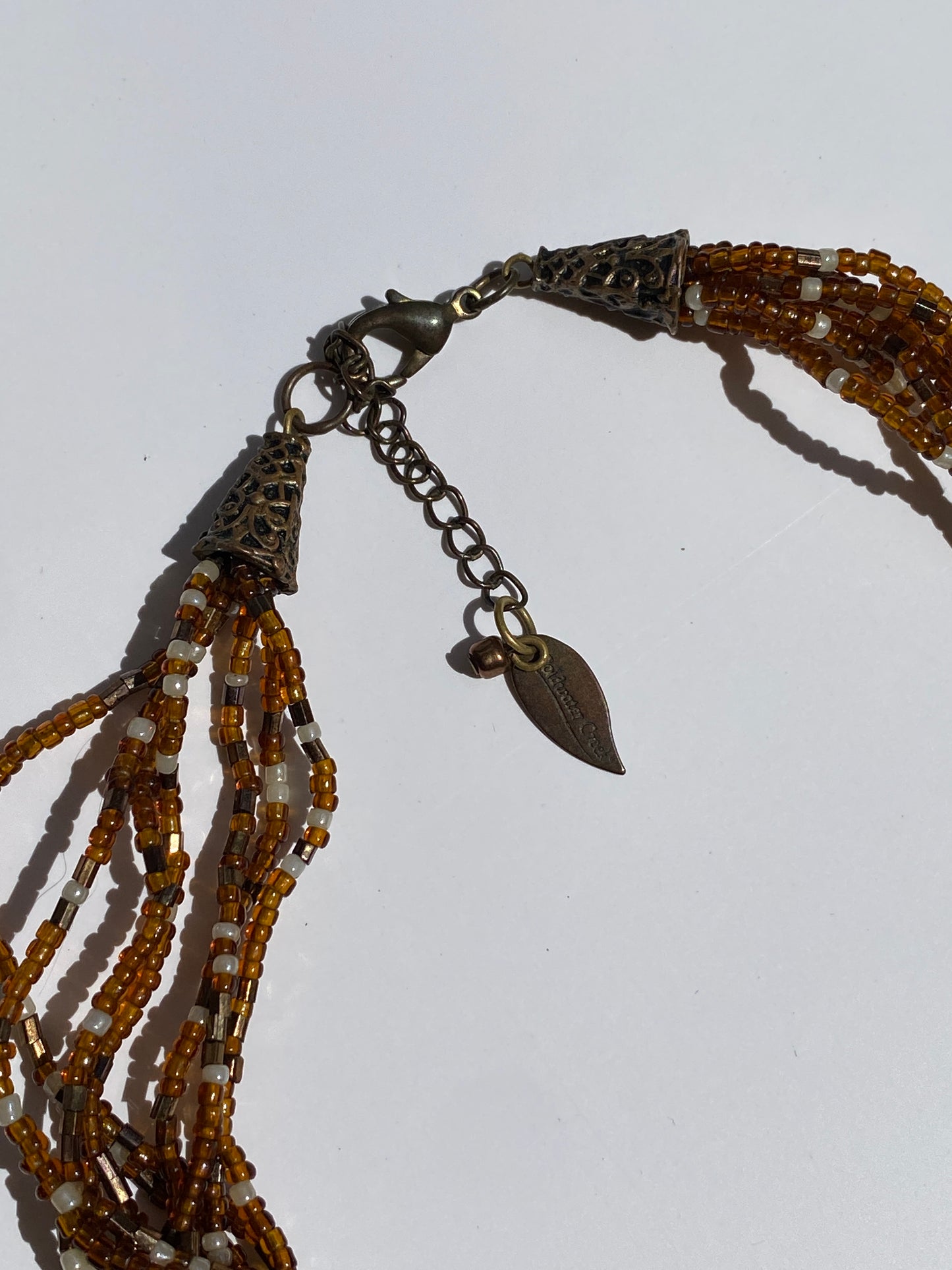 Vintage Coldwater Creek Amber Brown Multi-Strand Seed Bead Necklace