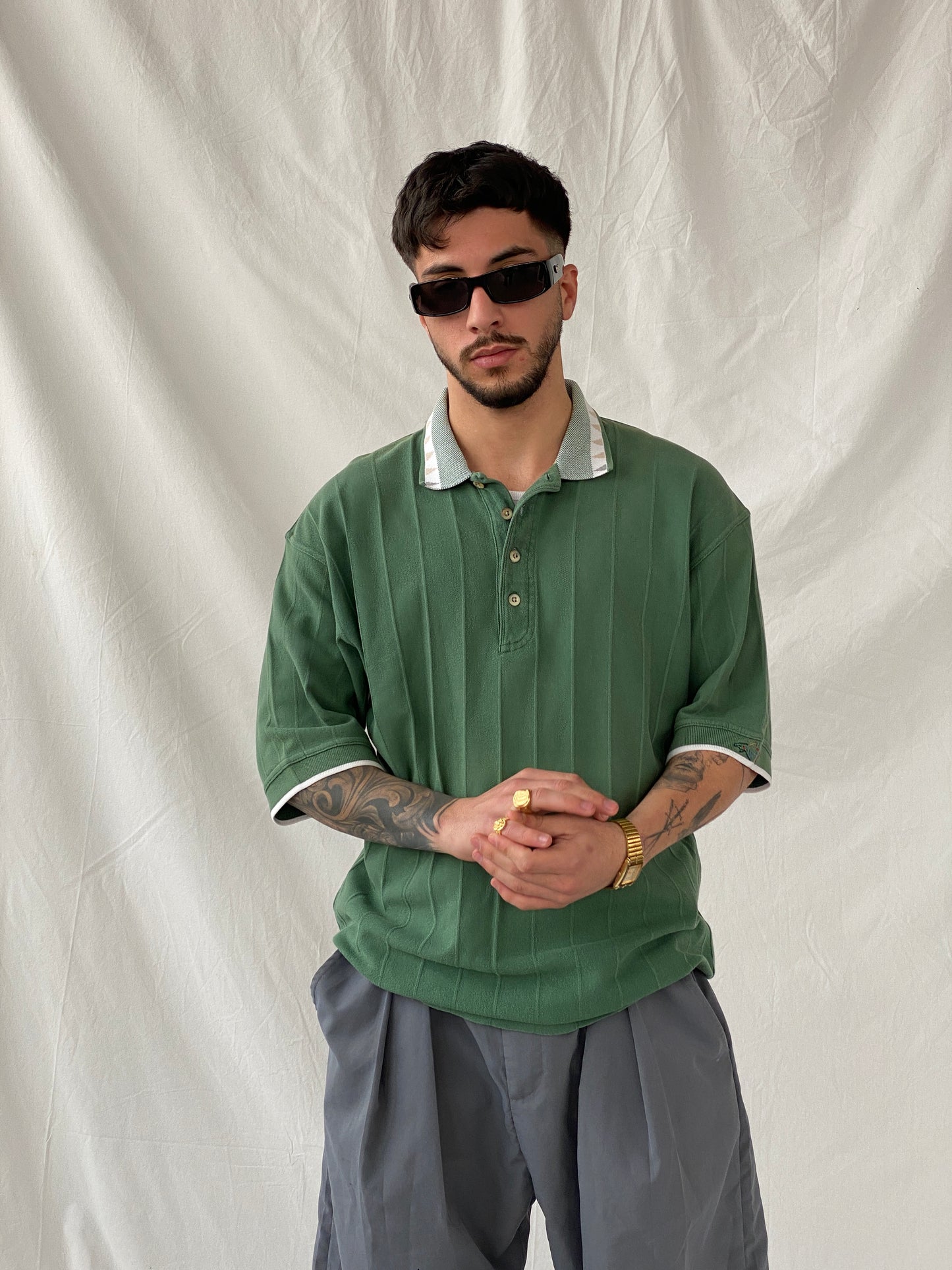 Vintage Greg Norman Collection Men’s Green Polo Neck Golf Shirt - L