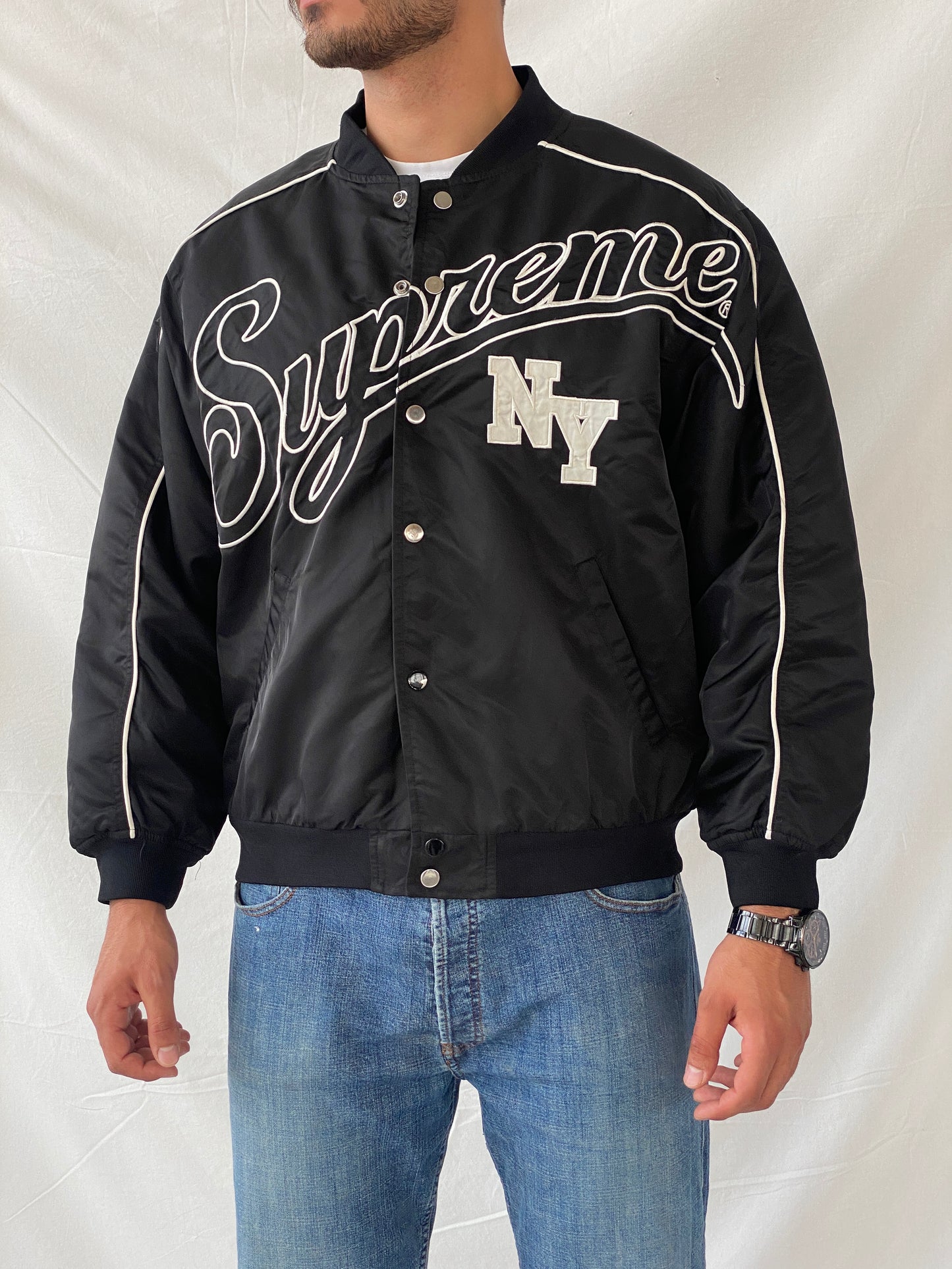 Supreme NY Windbreaker Black Bomber Jacket - XL