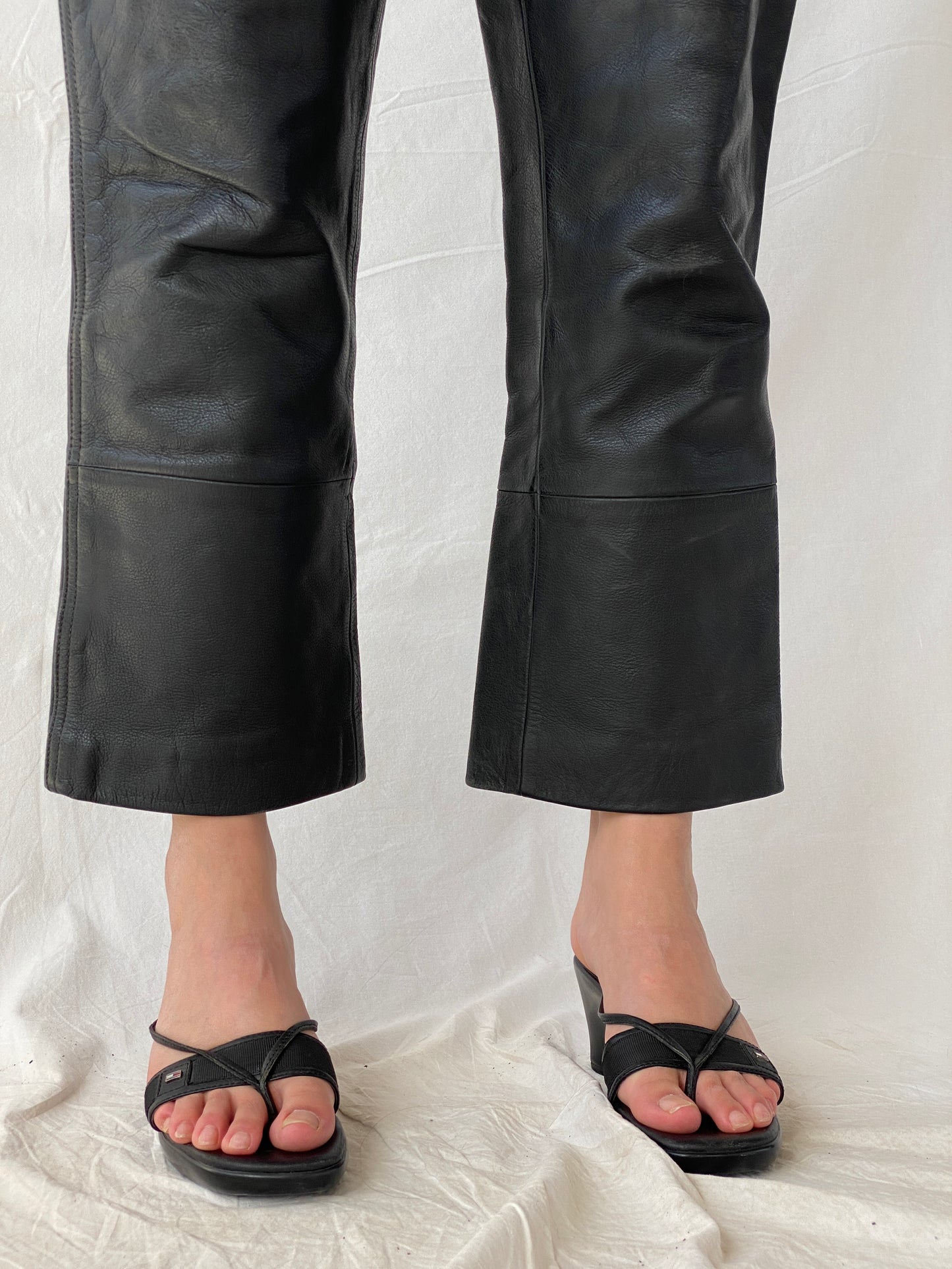 Vintage IXS Black Genuine Leather Motorcycle Pants - L
