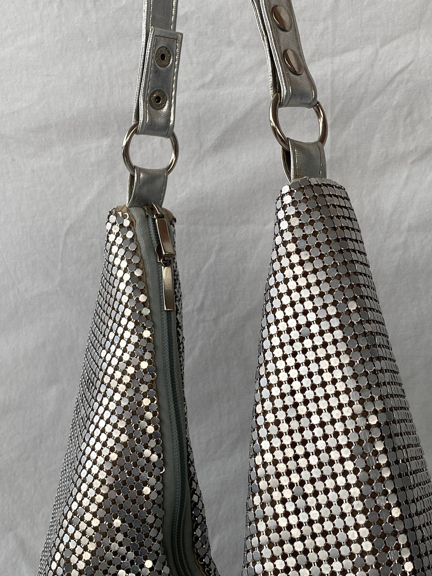 Beautiful Metallic Silver Slouchy Evening Shoulder Bag