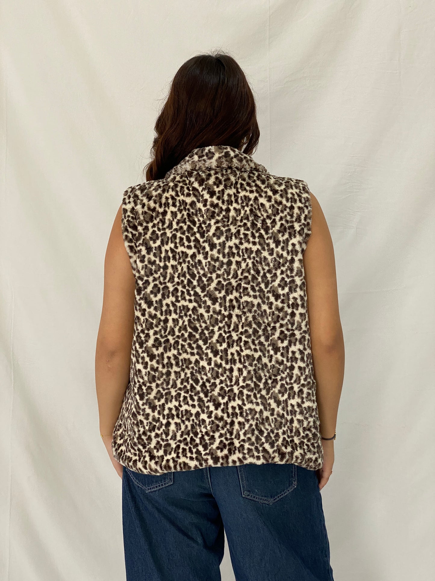 Y2K Betsey Johnson Leopard Print Faux Fur Vest – XL