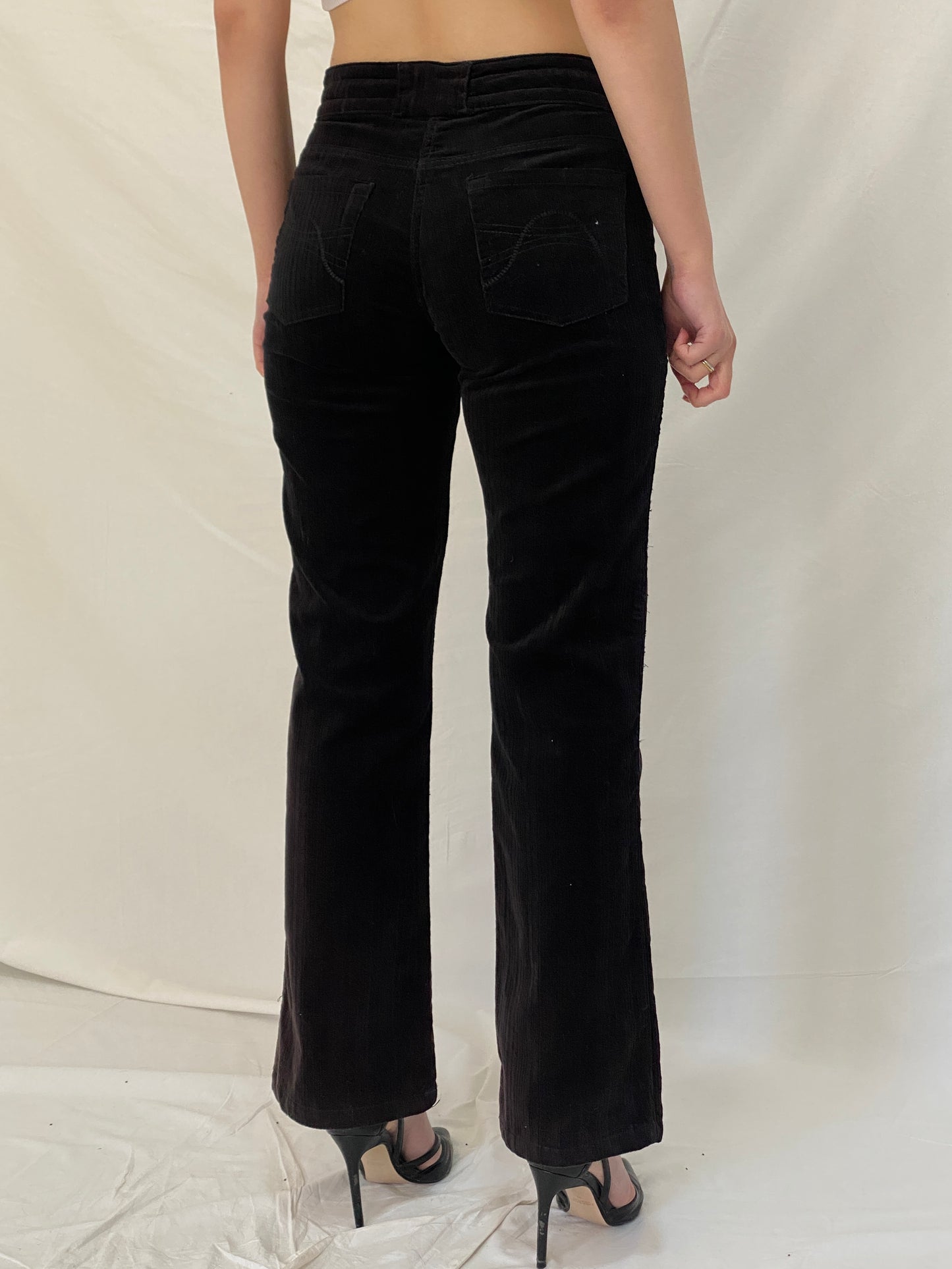 Vintage 90s Cecilia Classics Black Corduroy Pants Straight Leg High Rise Trousers - 36EUR