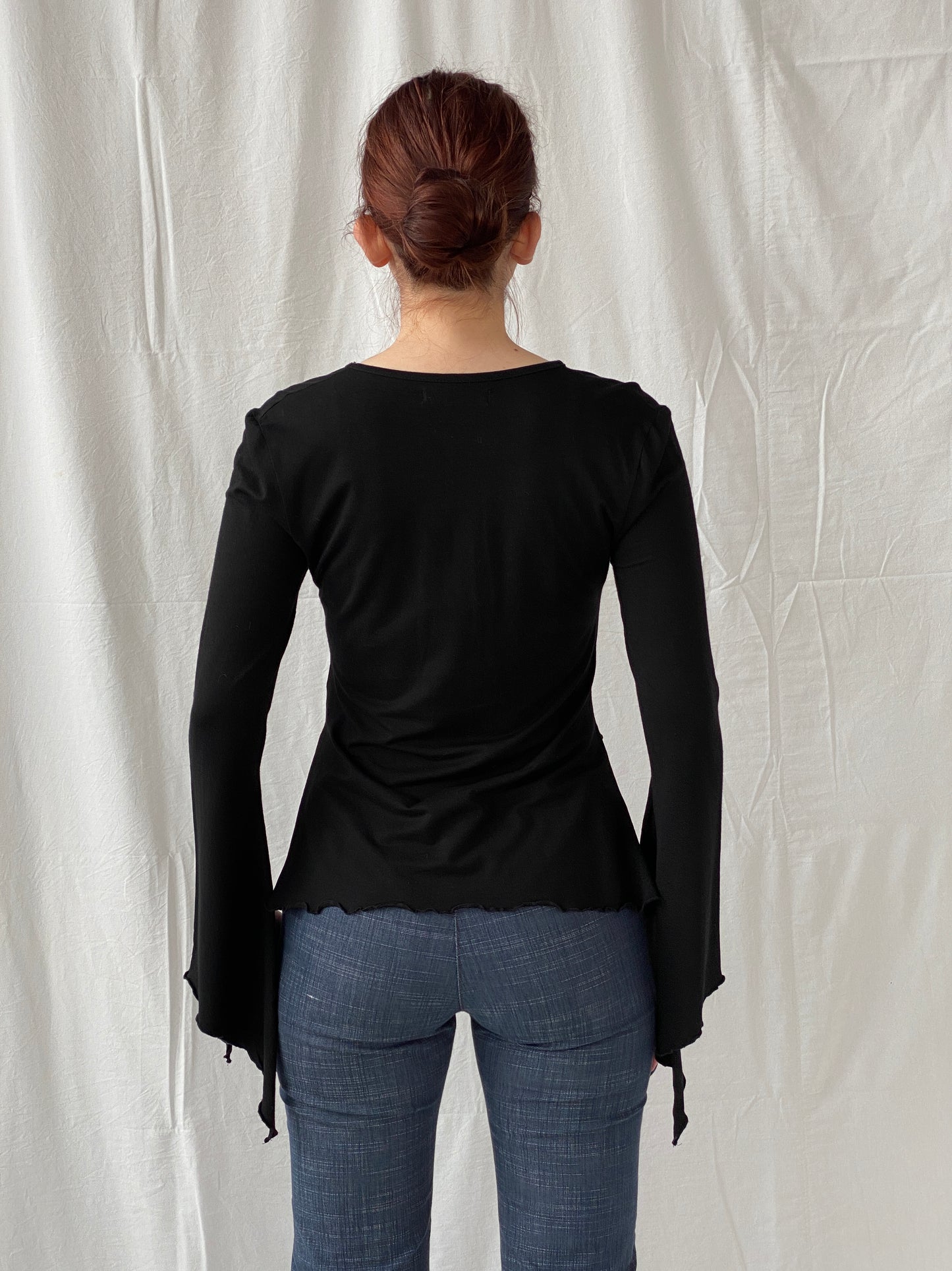 Y2K Wonder Woman for Cool Cat Black Flare Long Sleeve Top - M