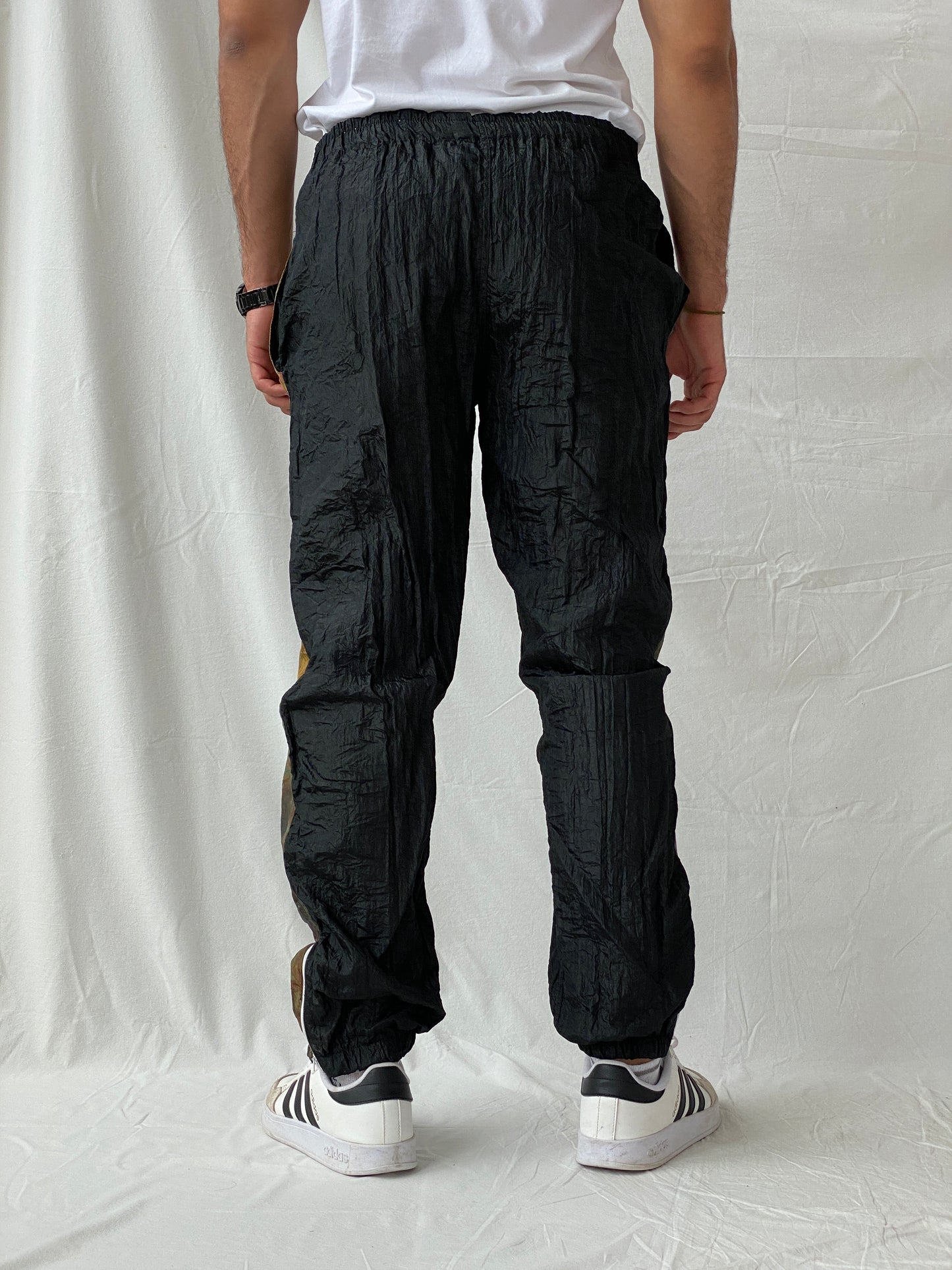 Vintage 80s/90s Sergio Tacchini Black Track Windbreaker Pants - L