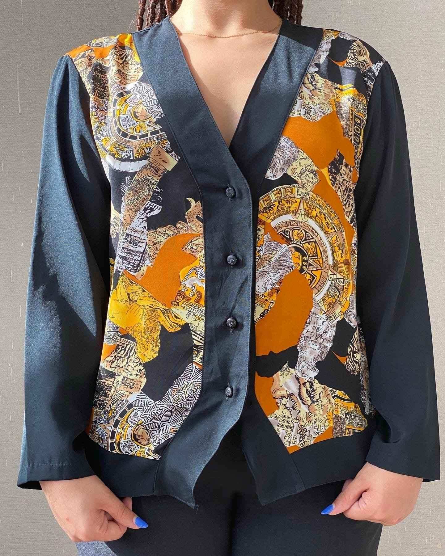 Vintage Mark Anthony Printed Shirt - Balagan Vintage Full Sleeve Shirt Afro print, crazy print, Rahmeh, shirt, vintage, vintage prints, women, women shirt