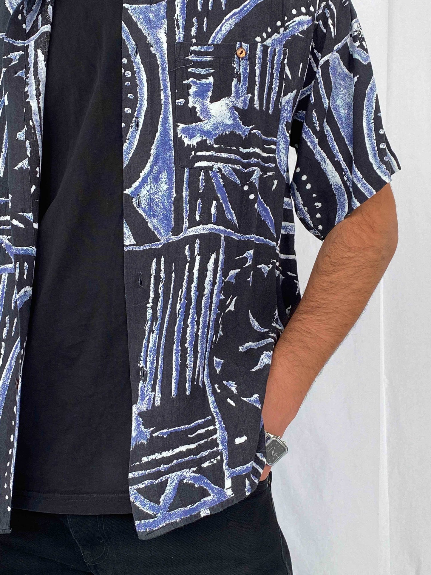 Vintage Shah-Safari Printed Shirt - Balagan Vintage Half Sleeve Shirt 90s, half sleeve shirt, men, printed shirt