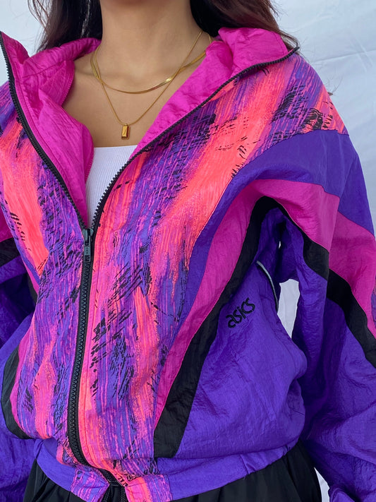 Vintage 90s ASICS Windbreaker Jacket - Balagan Vintage Windbreaker Jacket 90s, nylon, outerwear, vintage, windbreaker, windbreaker jacket