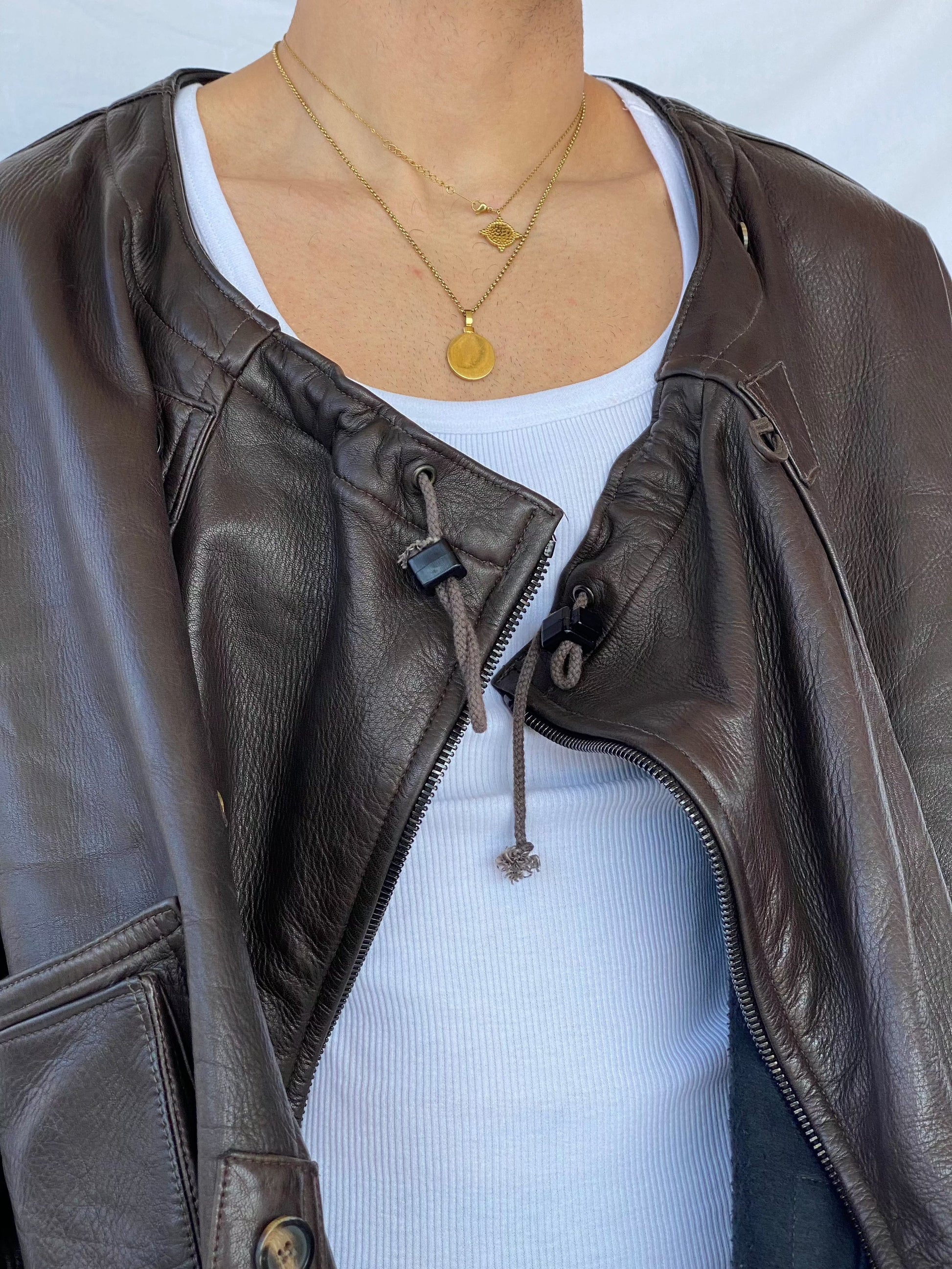 Vintage Mountains and Forests Designer Genuine Leather Jacket - Balagan Vintage Leather Jacket 90s, brown leather, genuine leather, genuine leather jacket, leather, leather jacket, outerwear, vintage