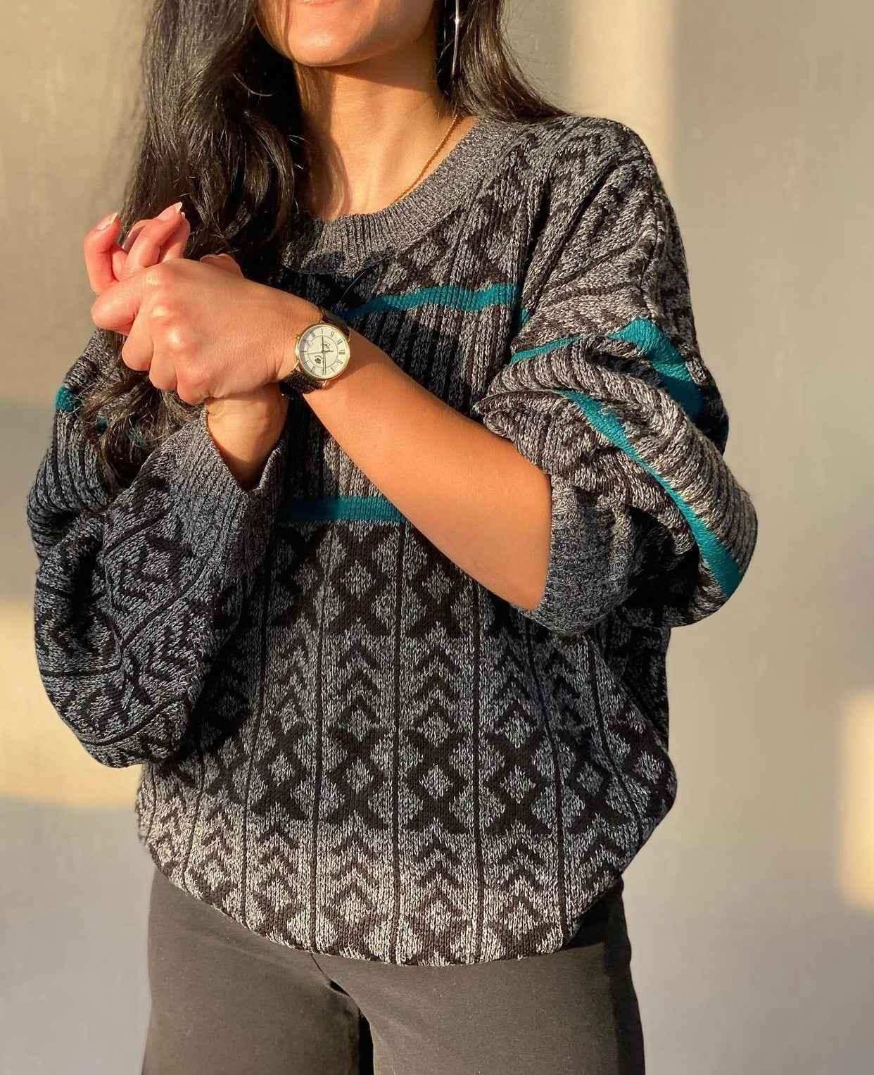 Vintage Knitted Sweater - Balagan Vintage Sweater 00s, 90s, outerwear, oversized, printed sweater, streetwear, sweater, winter, women, Y2K