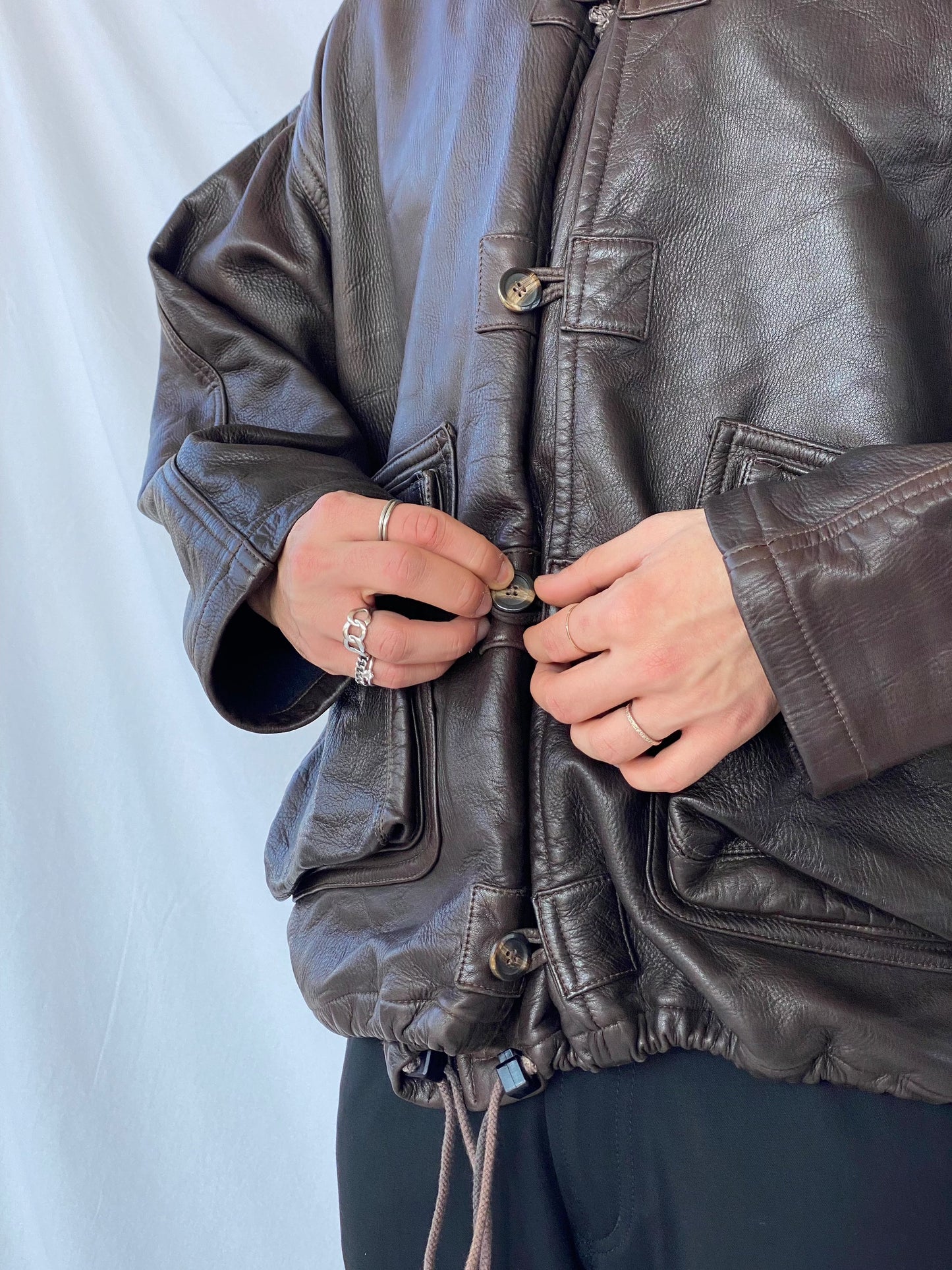 Vintage Mountains and Forests Designer Genuine Leather Jacket - Balagan Vintage Leather Jacket 90s, brown leather, genuine leather, genuine leather jacket, leather, leather jacket, outerwear, vintage