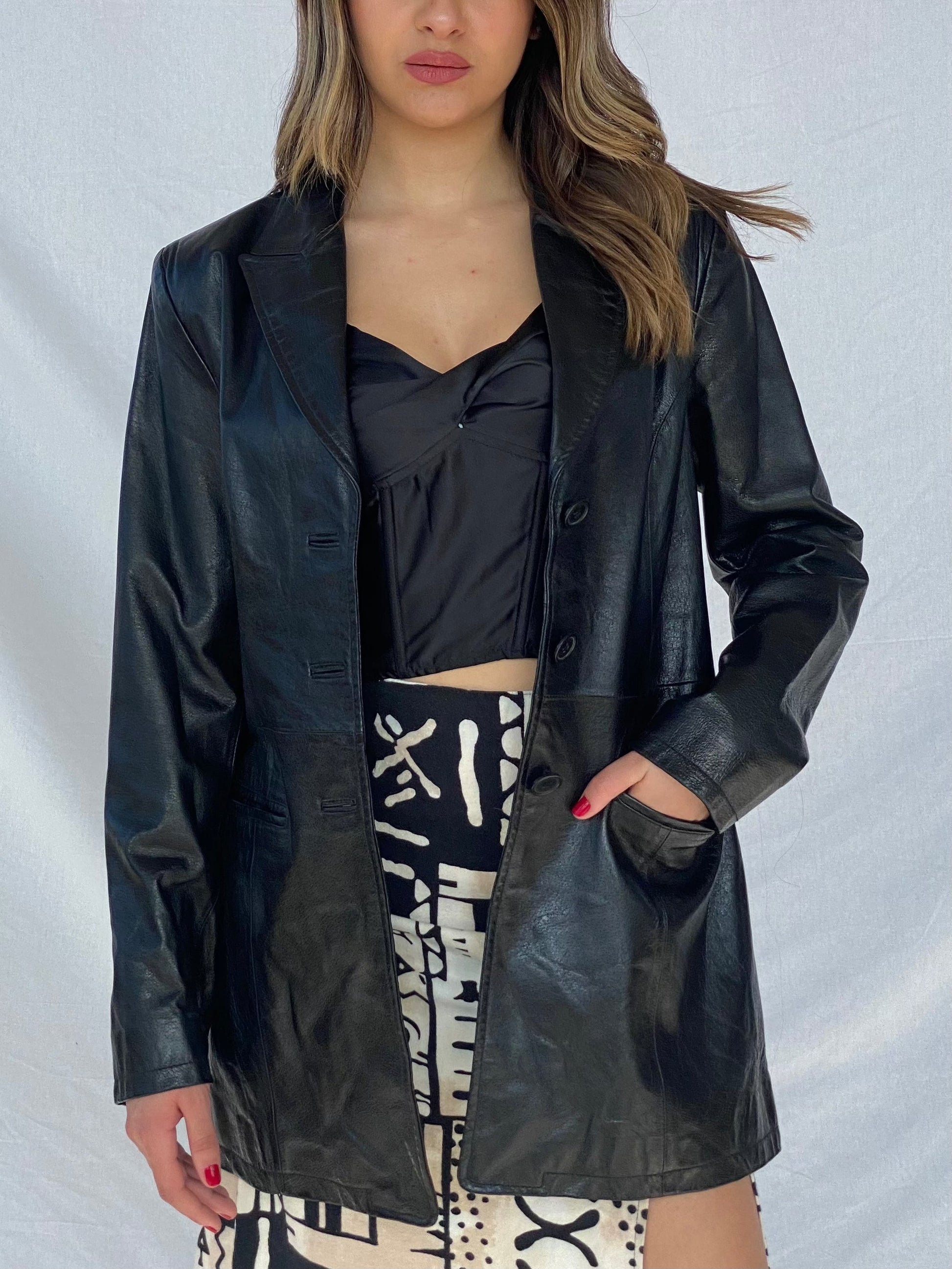 HENNES Collection Genuine Leather Jacket - Balagan Vintage Leather Jacket 90s, black leather, genuine leather, genuine leather jacket, leather, leather jacket, outerwear, vintage, vintage jacket