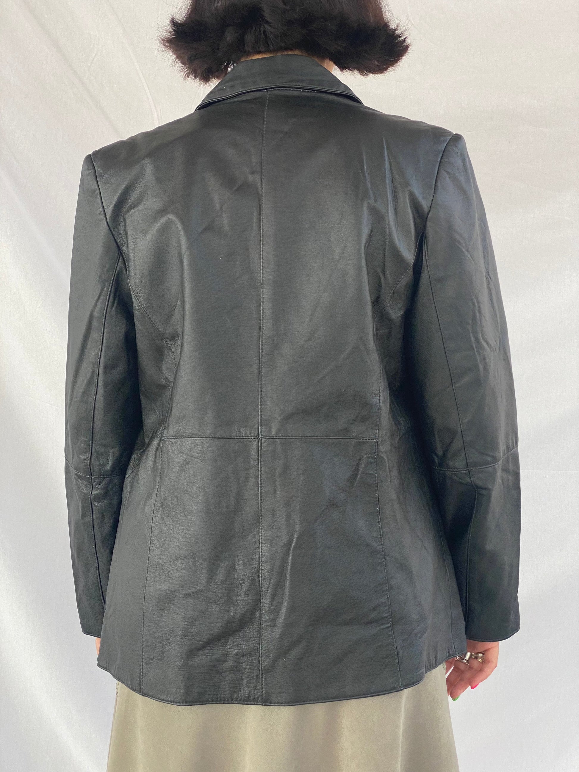 Vintage Patch Work Genuine Leather Jacket - Balagan Vintage Leather Jacket 00s, 90s, black leather, genuine leather, genuine leather jacket, leather, leather jacket, outerwear, vintage, vintage jacket, winter, women