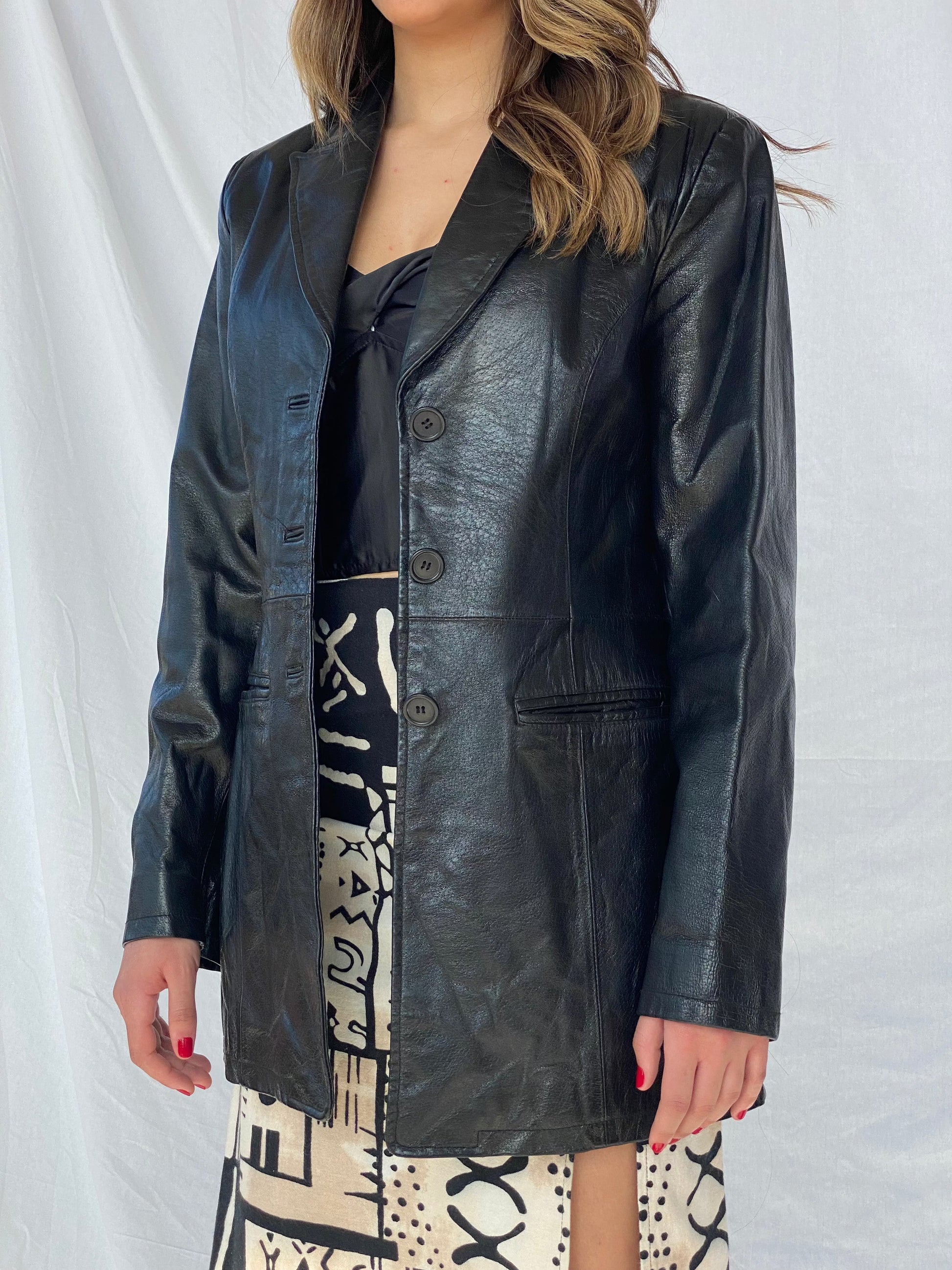 HENNES Collection Genuine Leather Jacket - Balagan Vintage Leather Jacket 90s, black leather, genuine leather, genuine leather jacket, leather, leather jacket, outerwear, vintage, vintage jacket