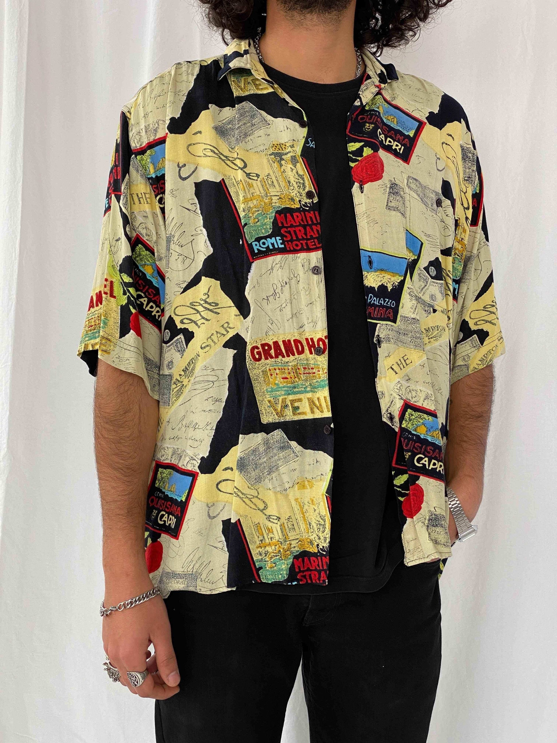 Vintage TRIBES Shirt - Balagan Vintage Half Sleeve Shirt crazy print, half sleeve shirt
