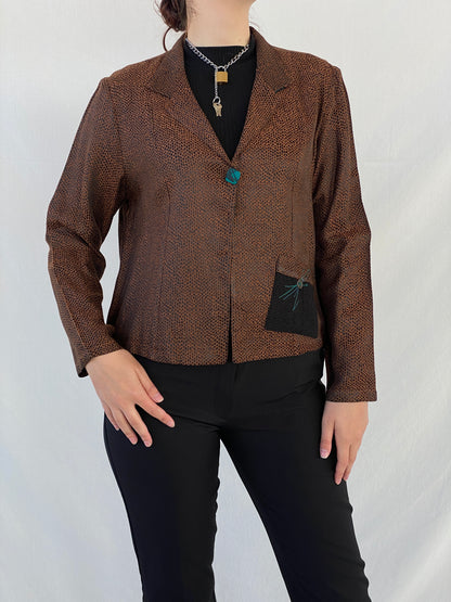 Vintage K.D. Spring Mesh Print Brown Women’s Light Jacket - M