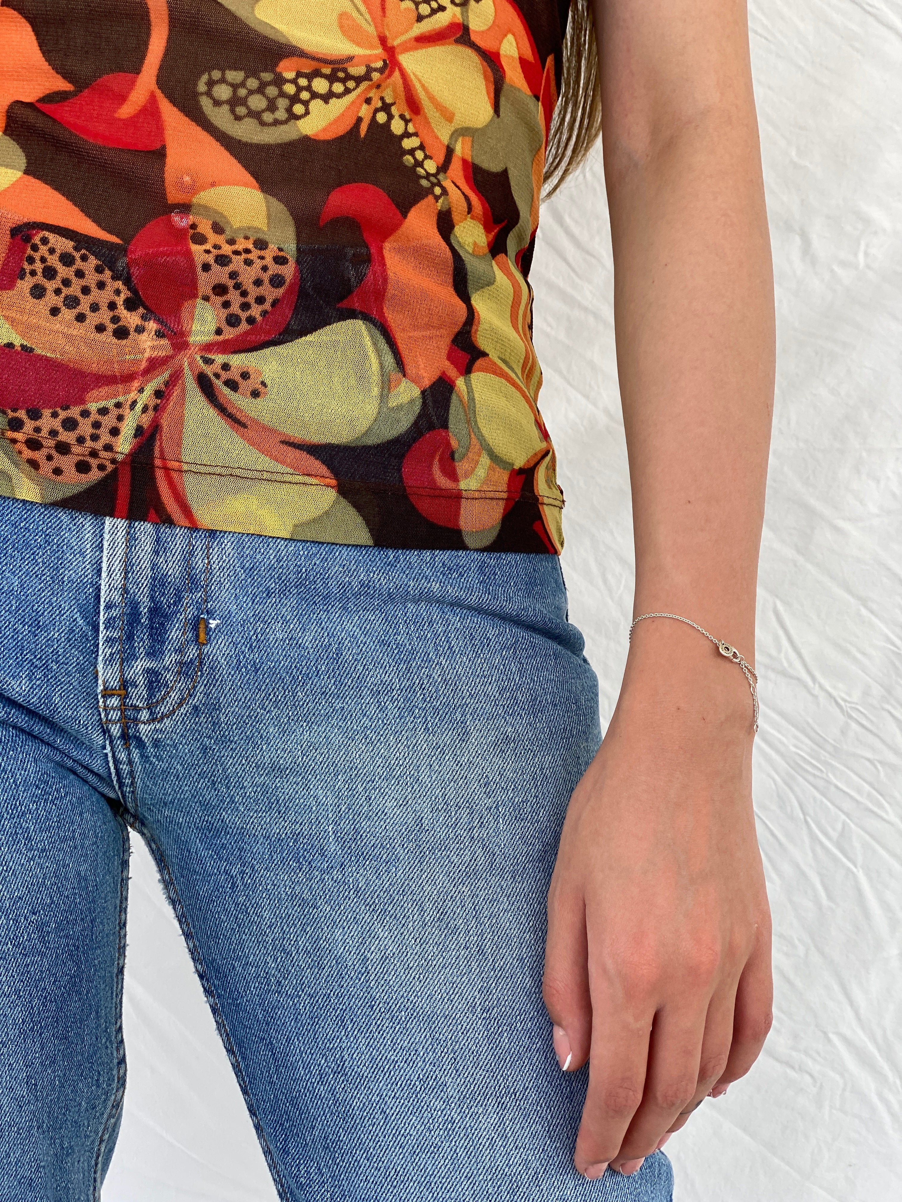 Vintage Y2K Mexx Floral Mesh Top - S