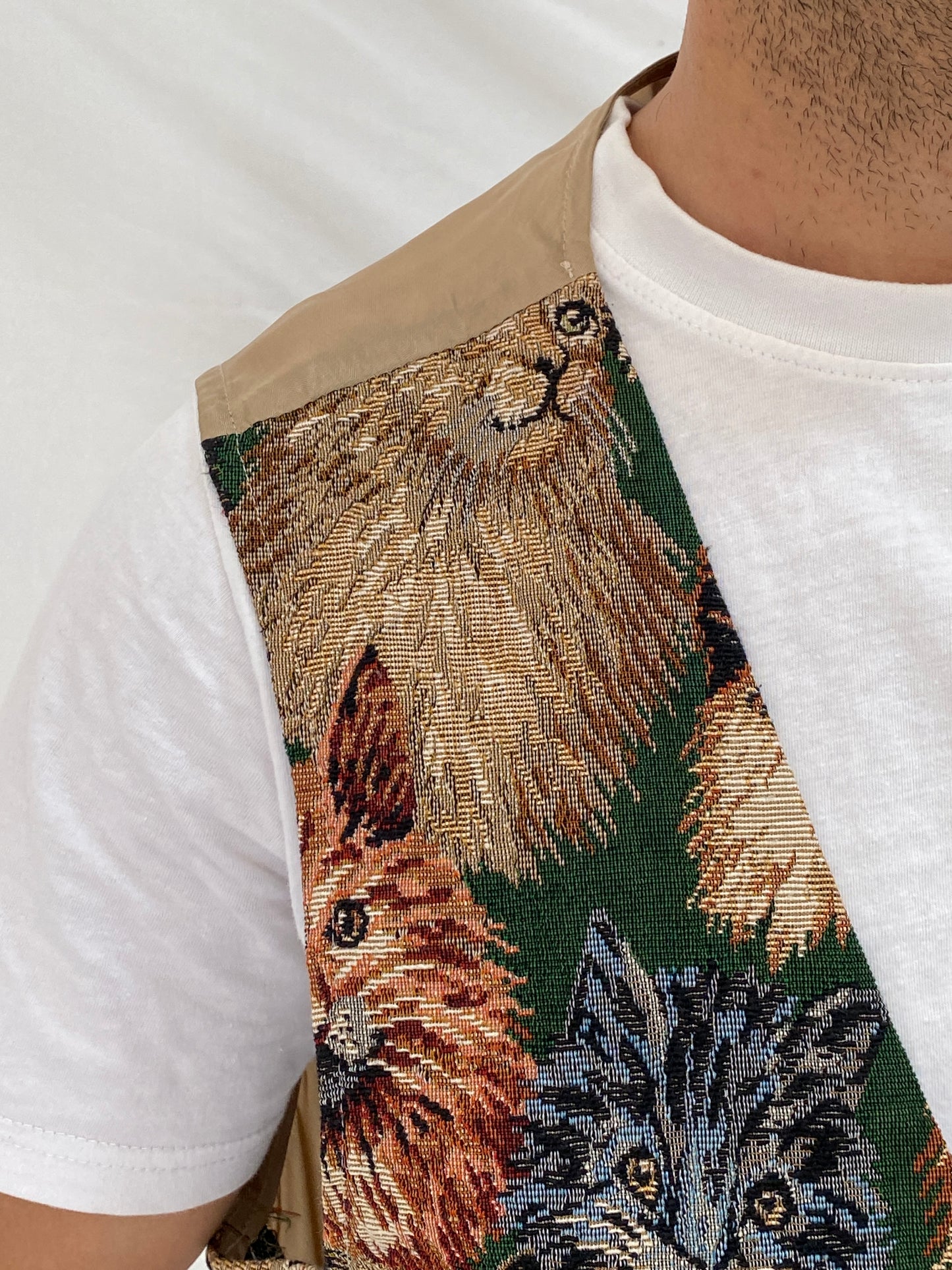 Vintage Partners II Cat Tapestry Cotton Blend Vest Novelty Animal Boho Waistcoat – L