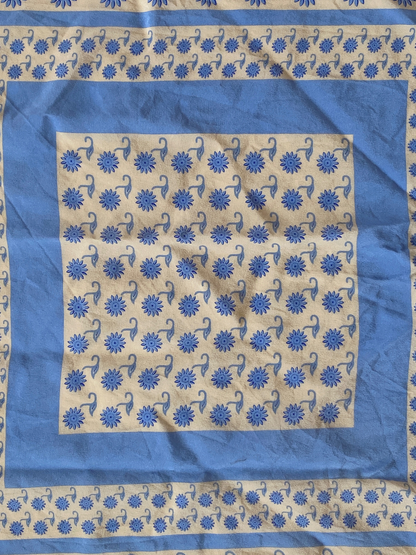 Vintage Prochownick Square Silk Blue & Beige Scarf