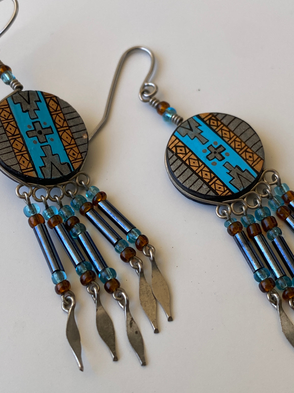Vintage Southwestern Inspired Beaded Dangle Fringe Earrings Vintage Southwestern Inspired Beaded Dangle Fringe Earrings