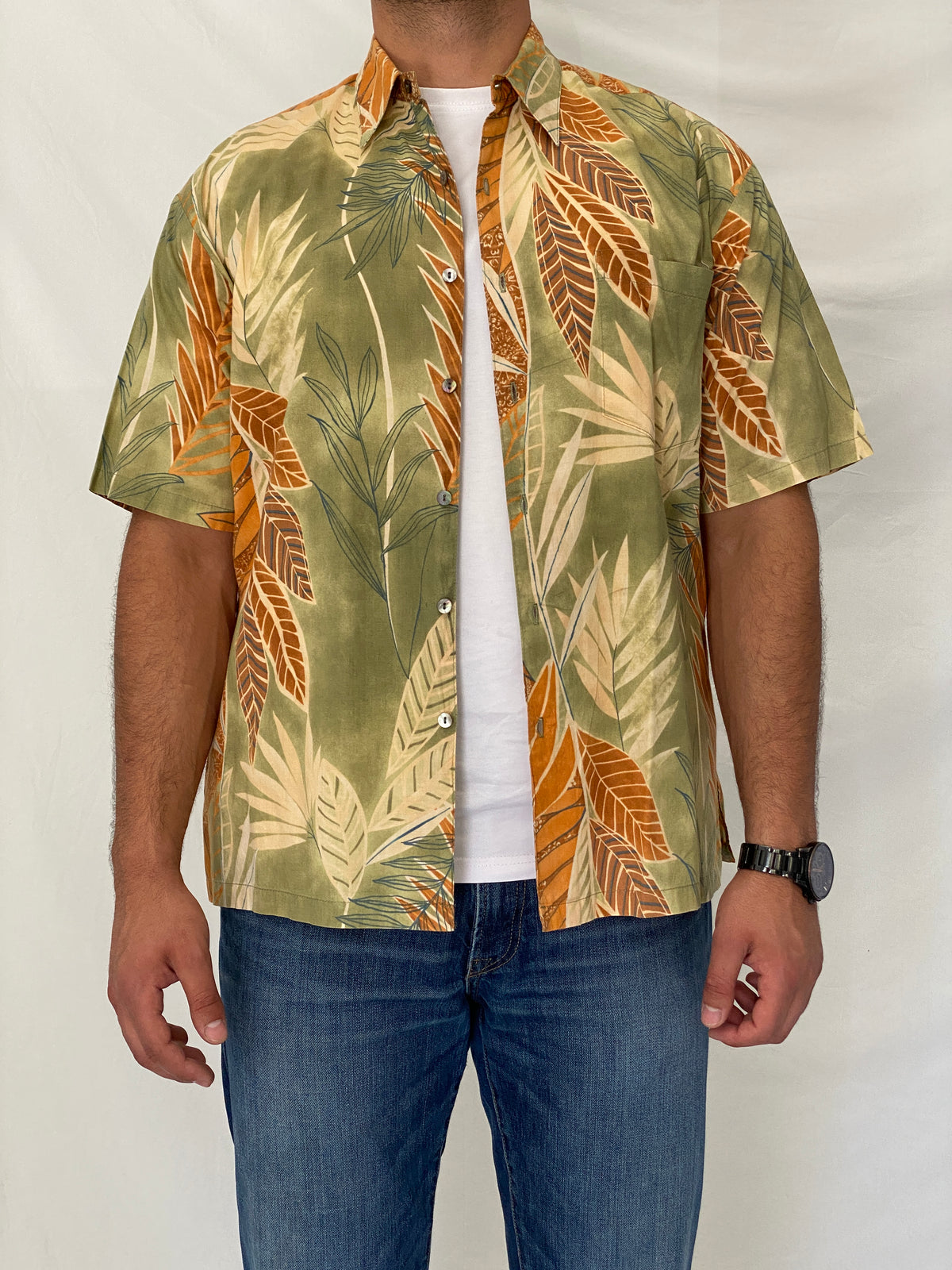 Vintage Tori Richard USA Tropical Leaf Print Cotton Hawaiian Shirt – L Vintage Tori Richard USA Tropical Leaf Print Cotton Hawaiian Shirt – L