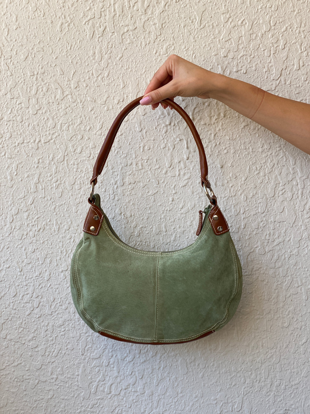 Vintage Green Genuine Suede Purse Women’s Soho Shoulder Bag