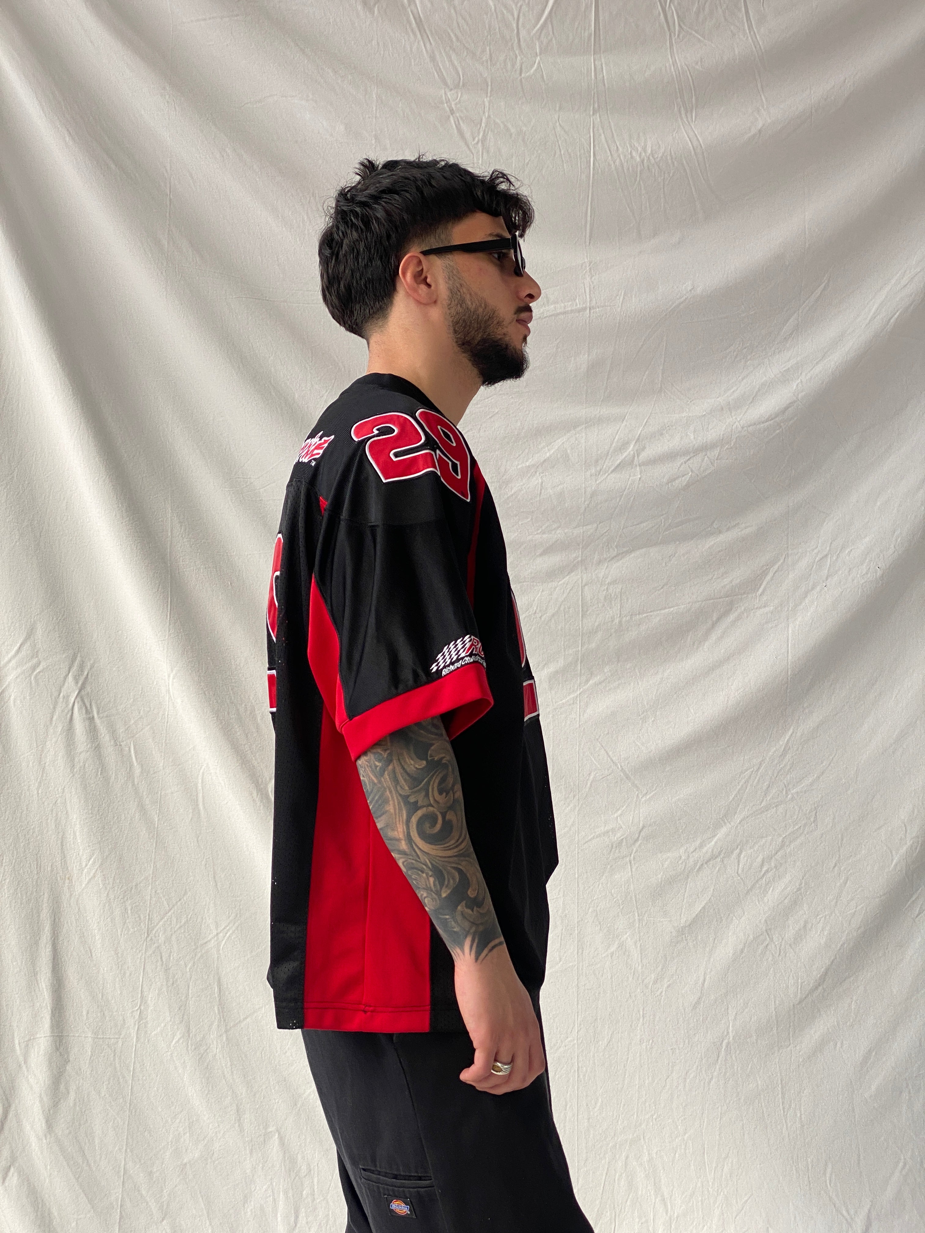 قميص سباق كيفن هارفيك #29 أسود بأكمام قصيرة من Vintage Chase Authentics NASCAR - مقاس XL