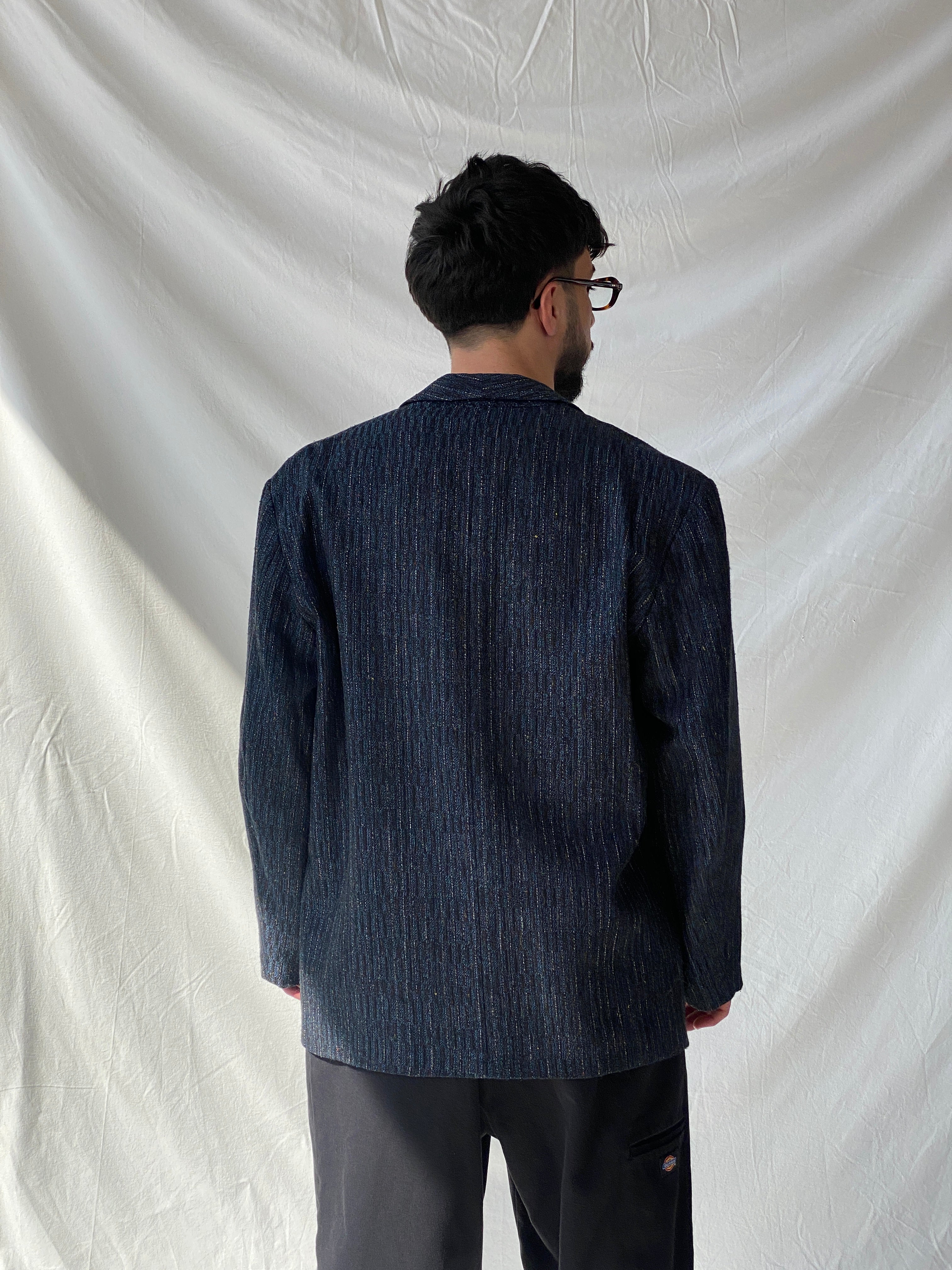 Vintage Lovers Paris Men’s Navy Striped Tweed Blazer - M